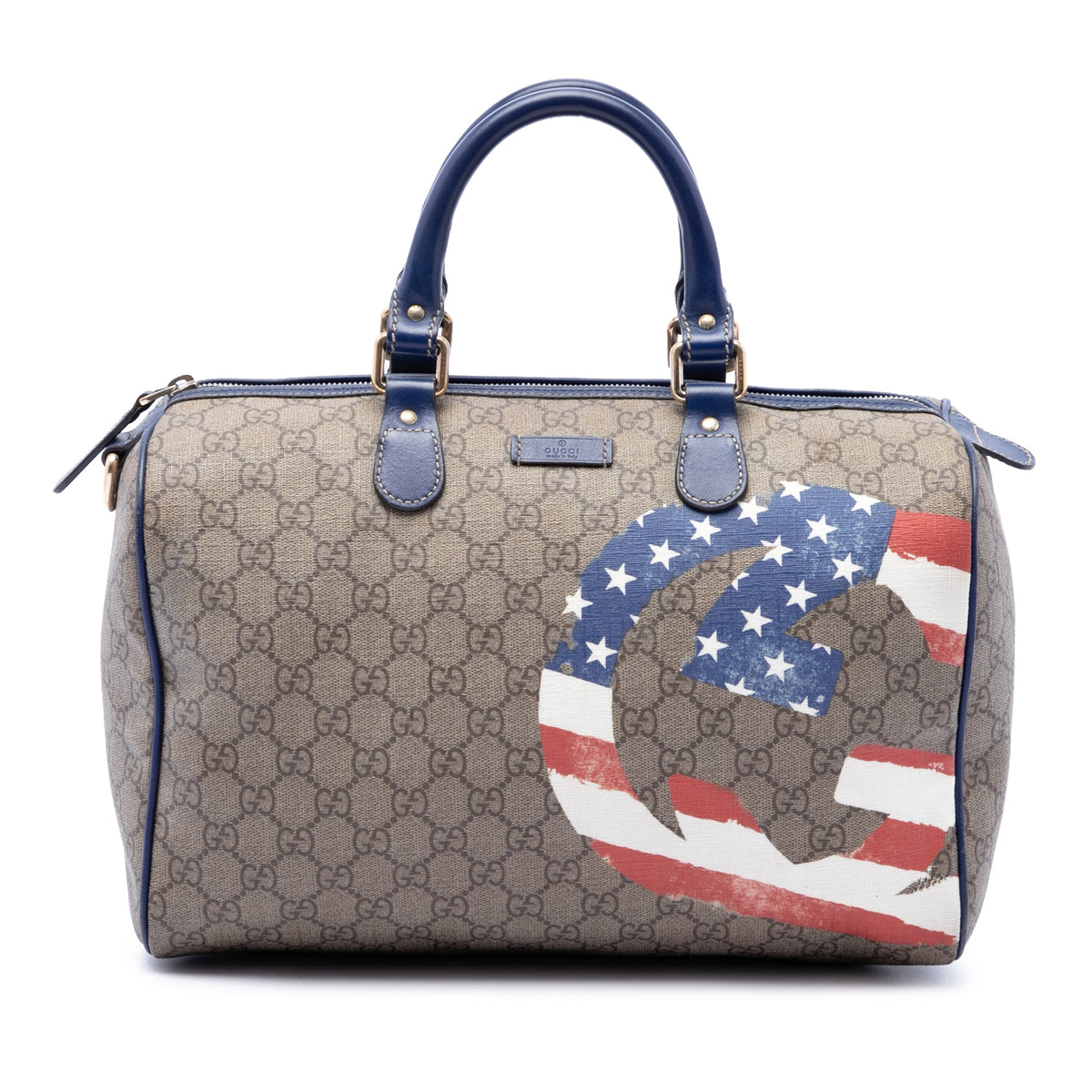 Gucci Unicef Medium GG Supreme American Flag Joy Boston Bag — Beige