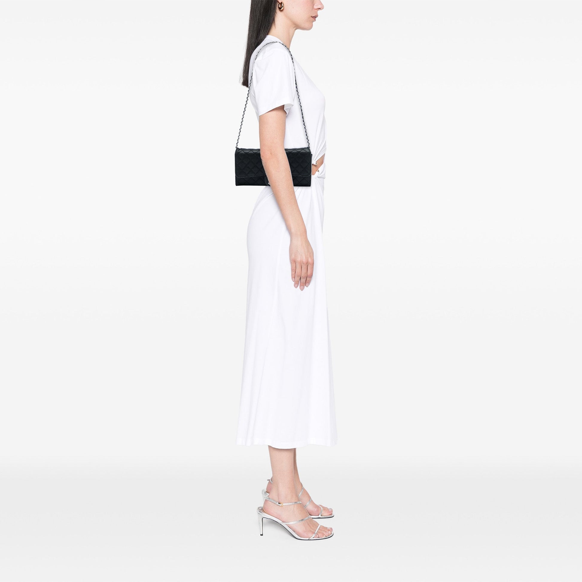 Chanel CC Quilted Iridescent Fabric East West Flap