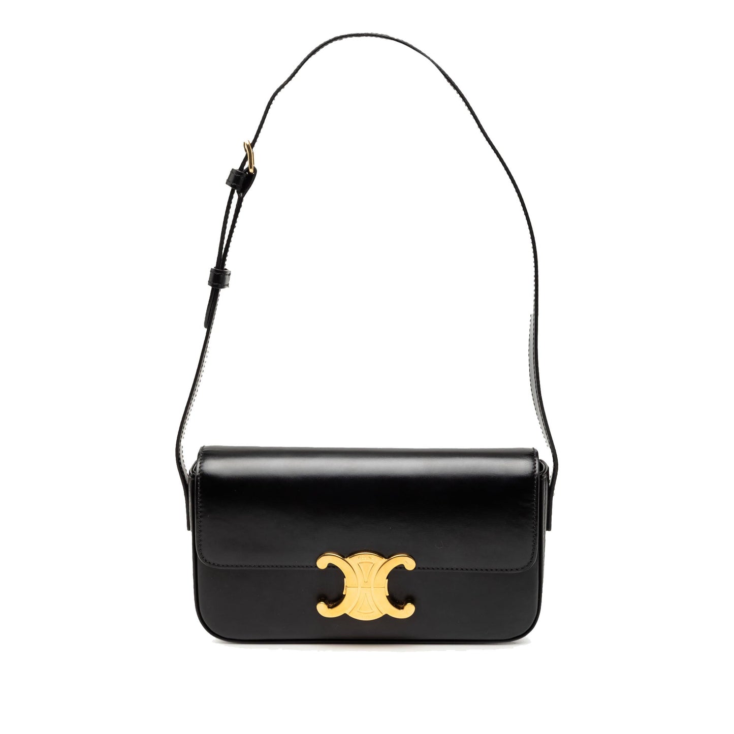 Celine Shiny Calfskin Triomphe Claude Shoulder Bag
