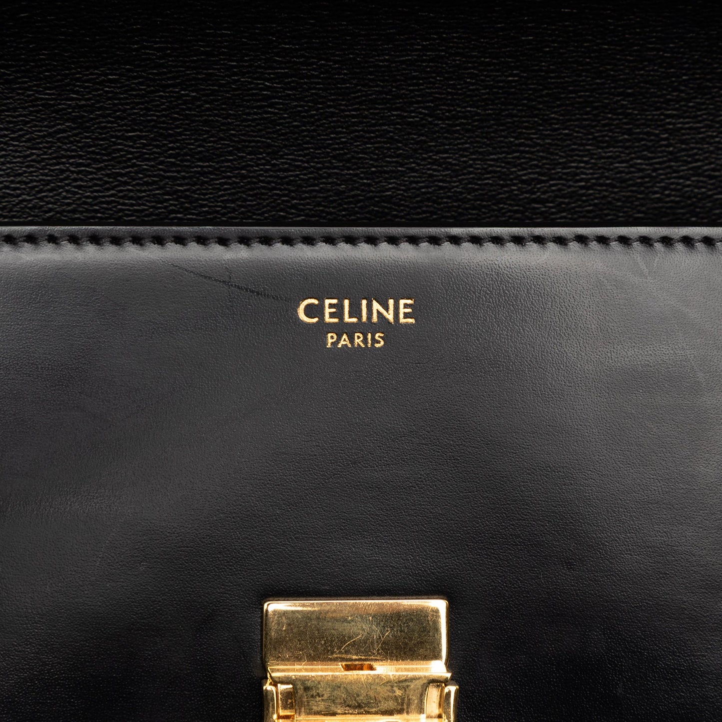 Celine Shiny Calfskin Triomphe Claude Shoulder Bag