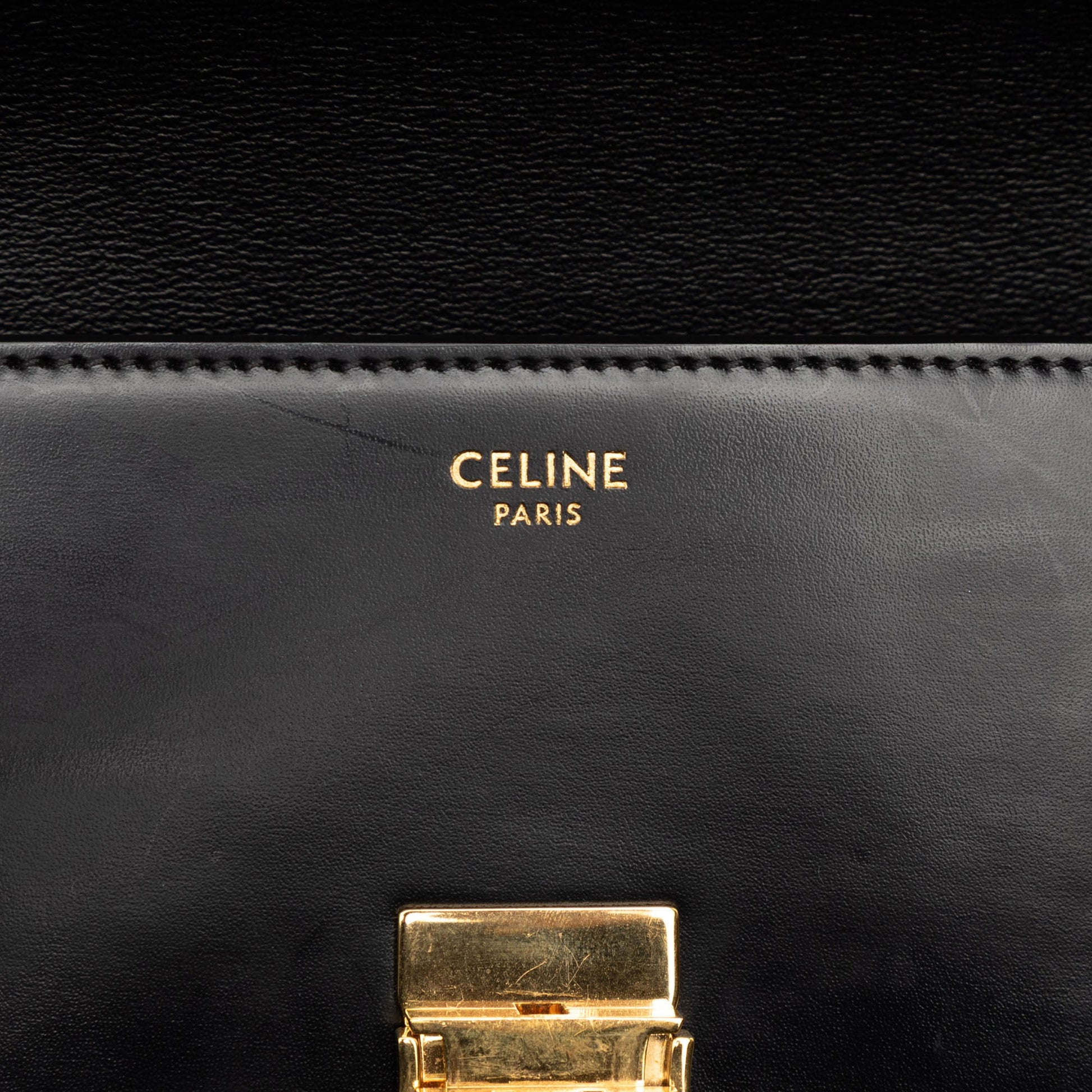 Celine Shiny Calfskin Triomphe Claude Shoulder Bag