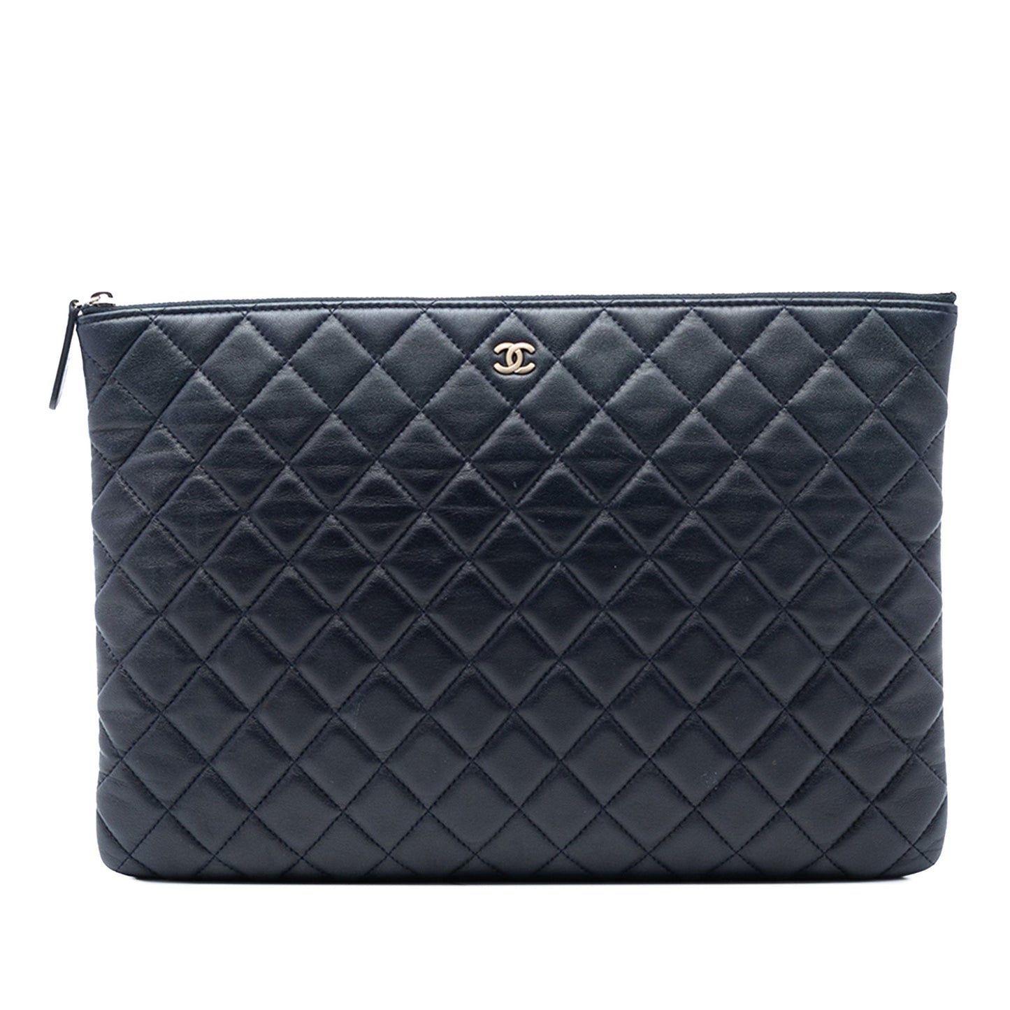 Chanel Large Quilted Lambskin O Case Clutch