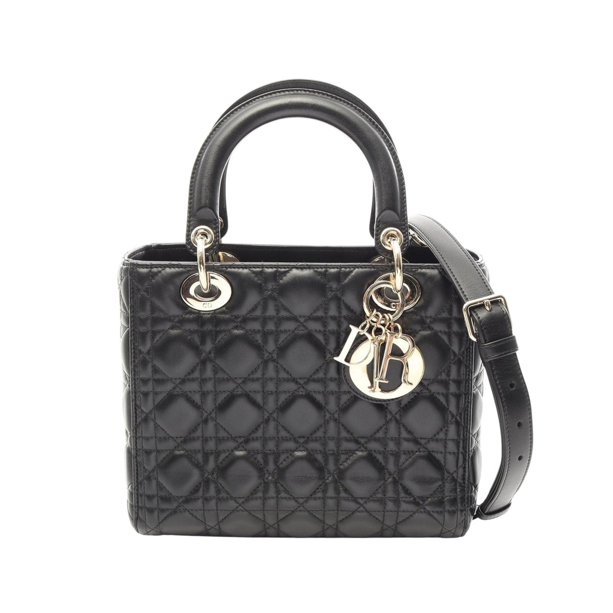 Dior Medium Lambskin Cannage Lady Dior — Black