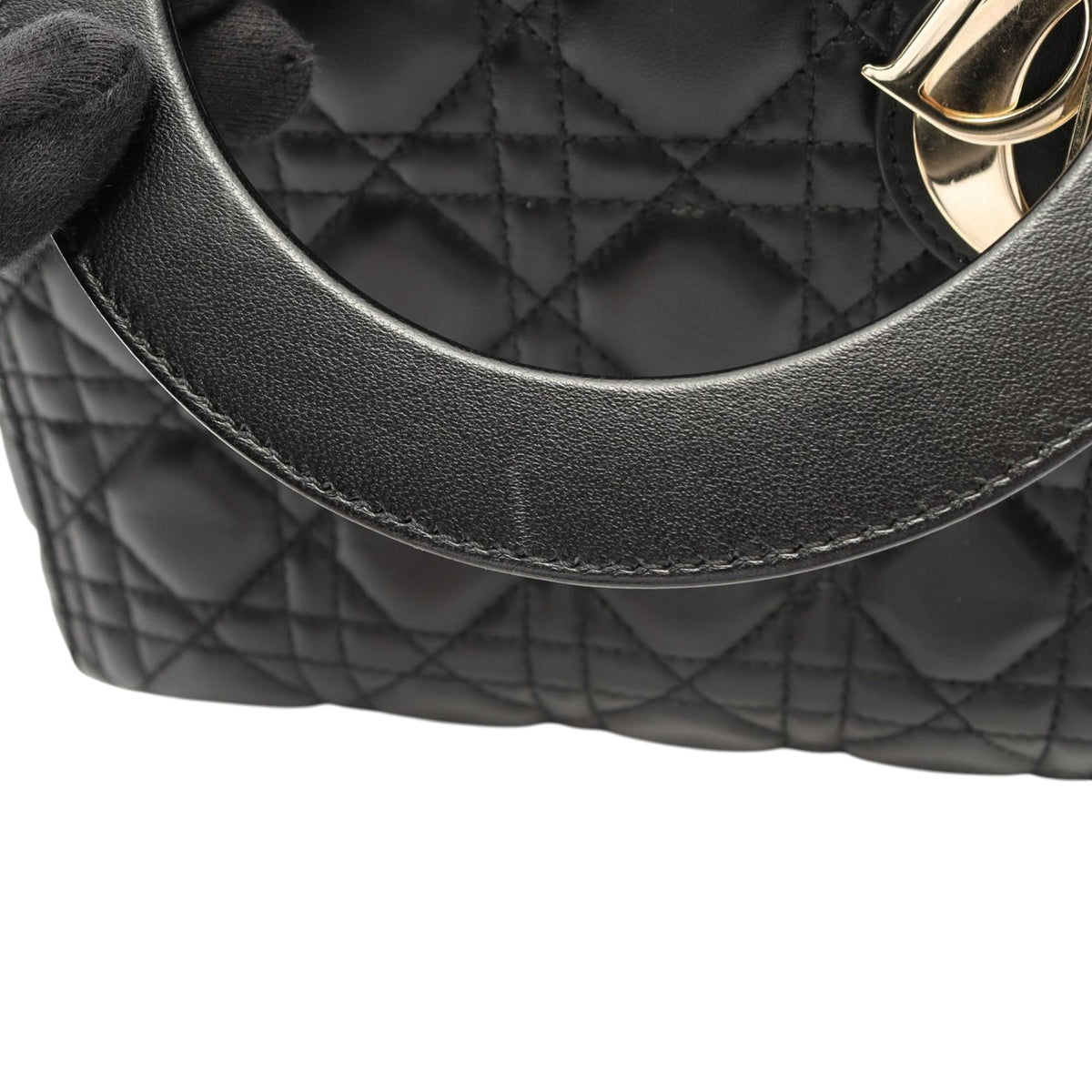 Dior Medium Lambskin Cannage Lady Dior — Black
