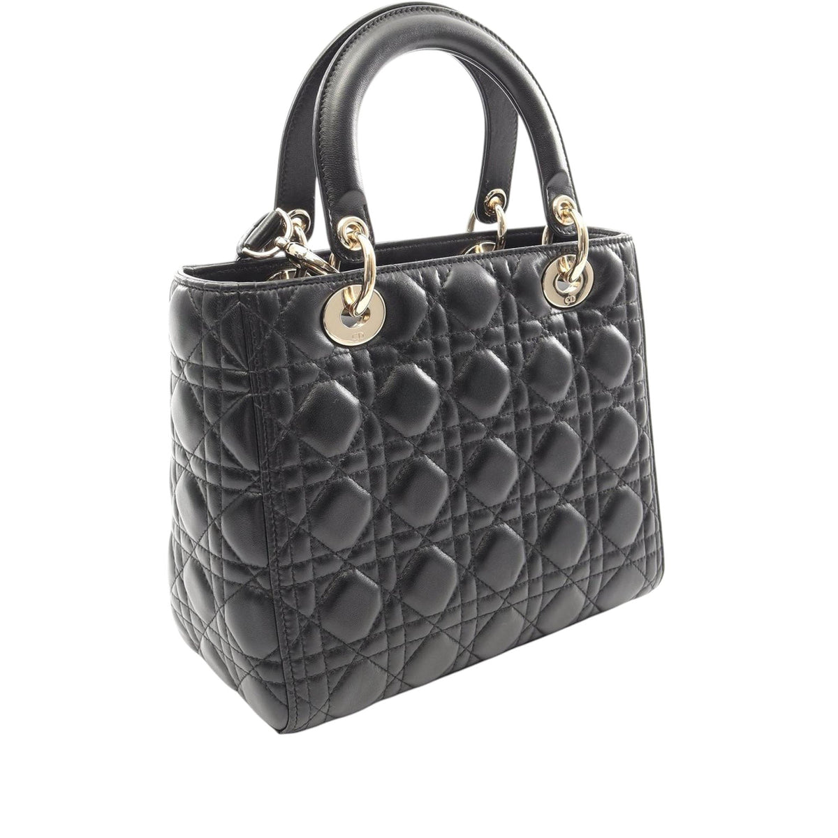 Dior Medium Lambskin Cannage Lady Dior — Black