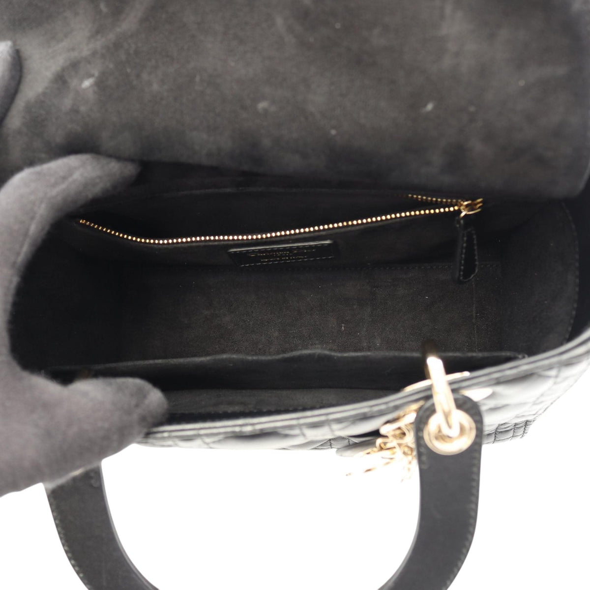 Dior Medium Lambskin Cannage Lady Dior — Black