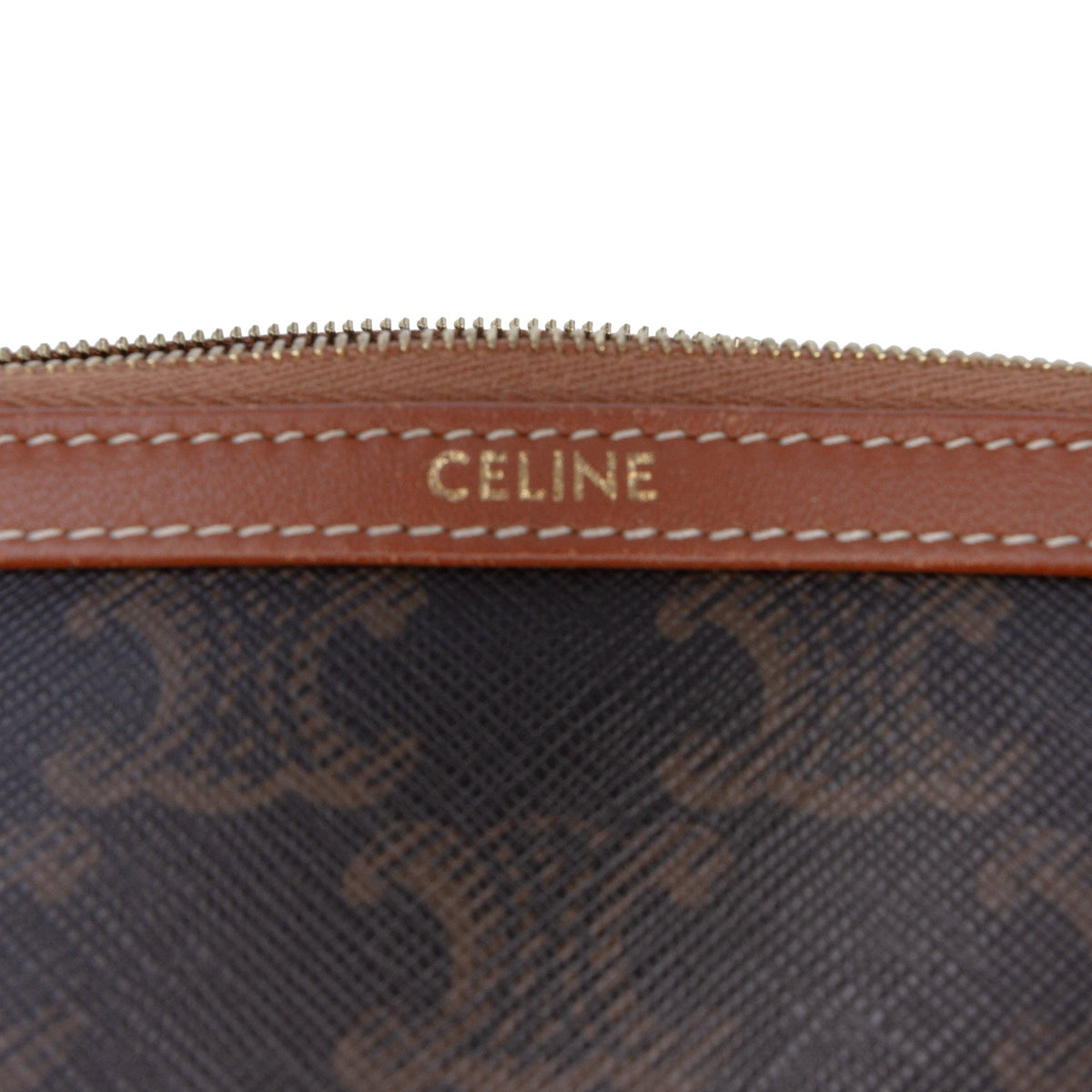 Celine Triomphe Coated Canvas Clutch On Chain