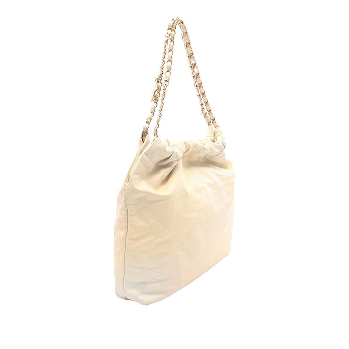 Chanel Large Quilted Lambskin 22 Hobo — Beige