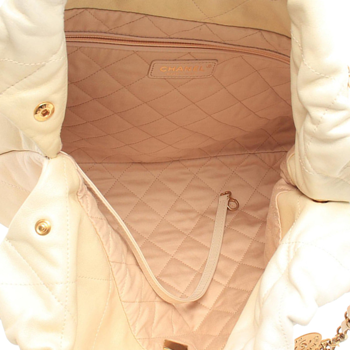 Chanel Large Quilted Lambskin 22 Hobo — Beige