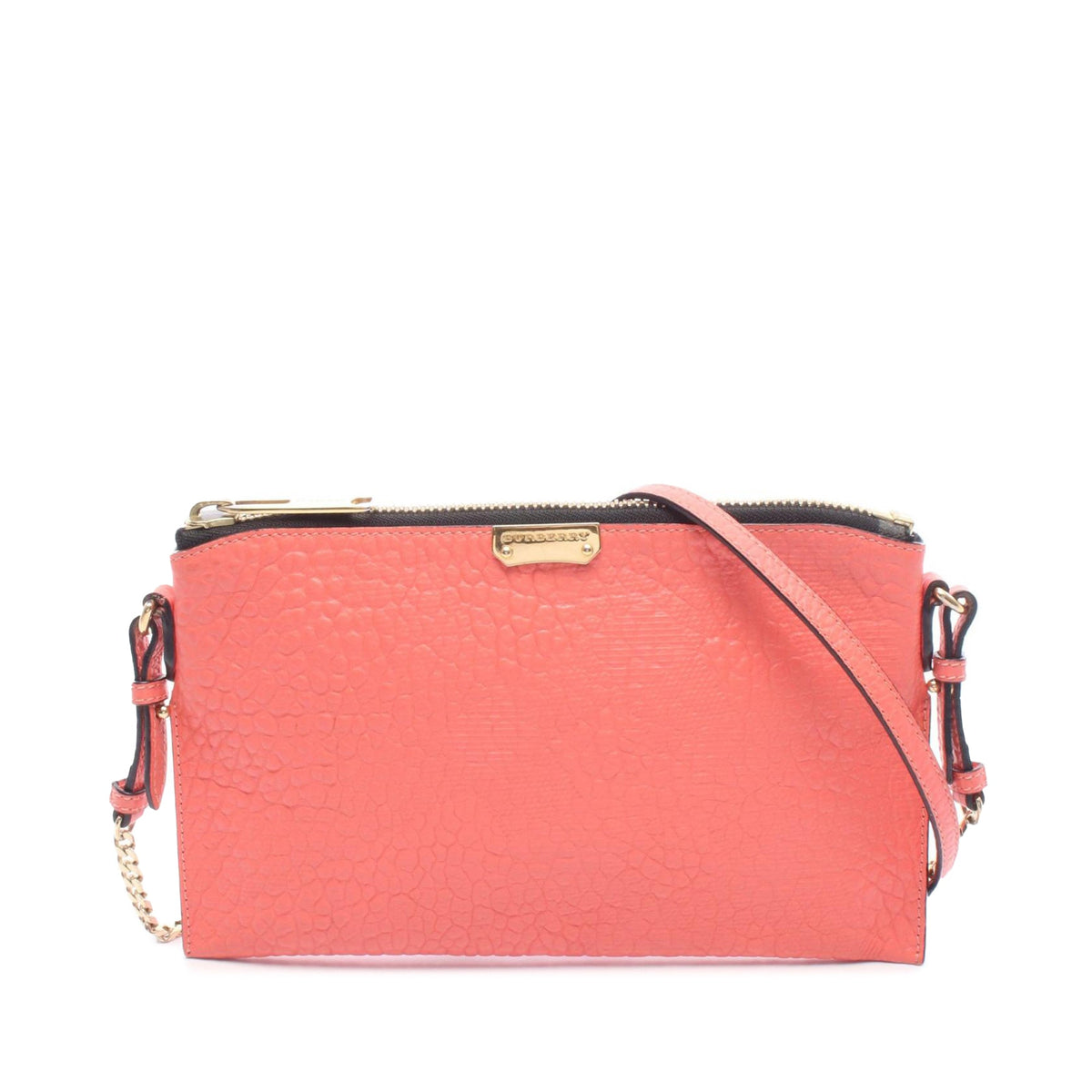 Burberry Small Grain Check Embossed Leather Chichester Crossbody — Pink