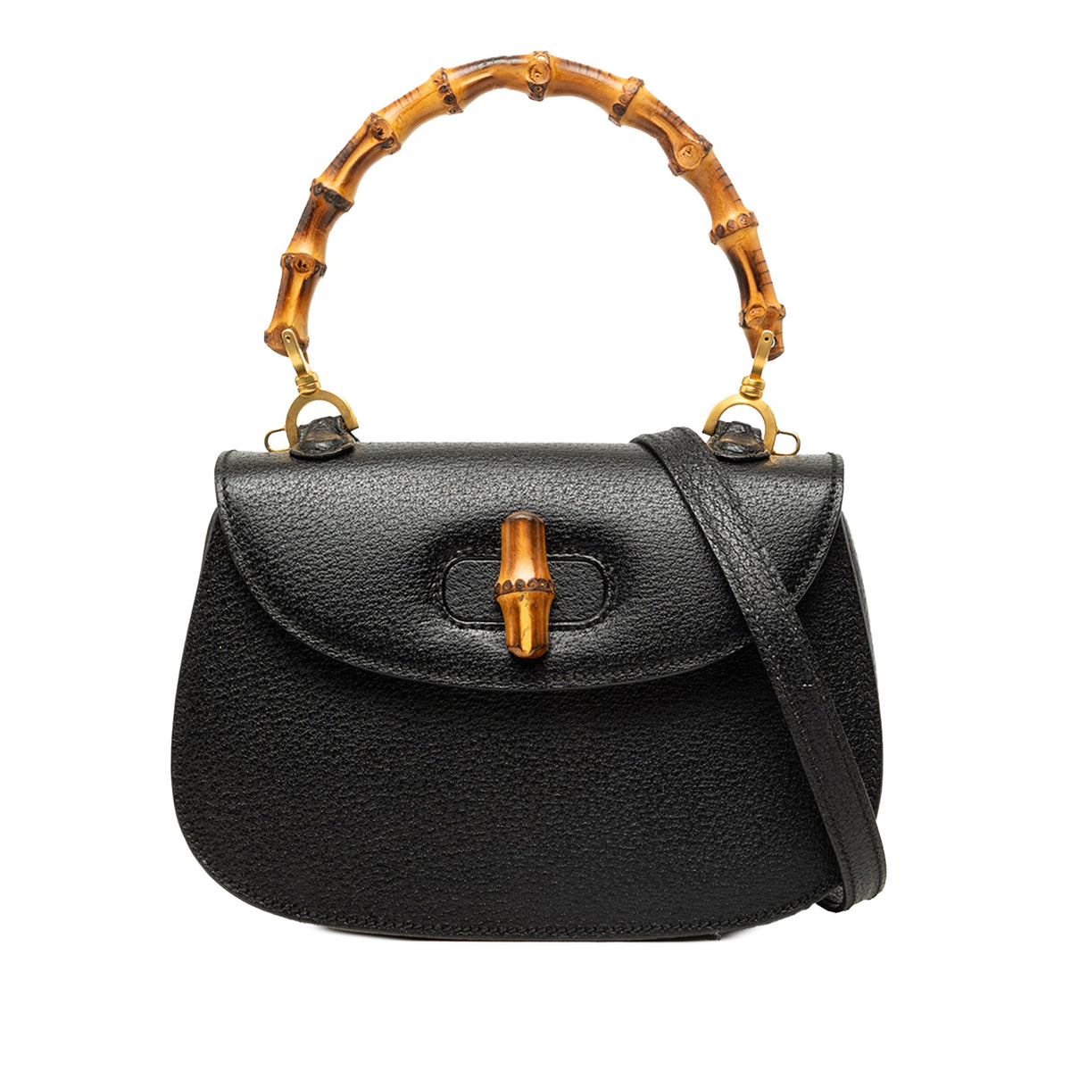 Gucci Small Grained Calfskin Bamboo Night — Black
