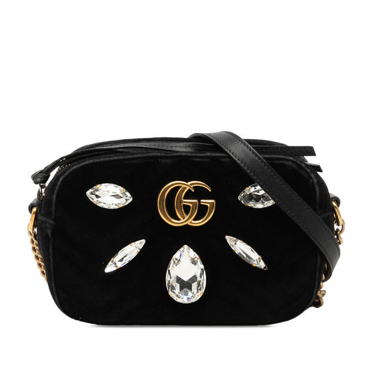 Gucci Mini GG Marmont Crystal Embellished Matelasse Velvet Crossbody