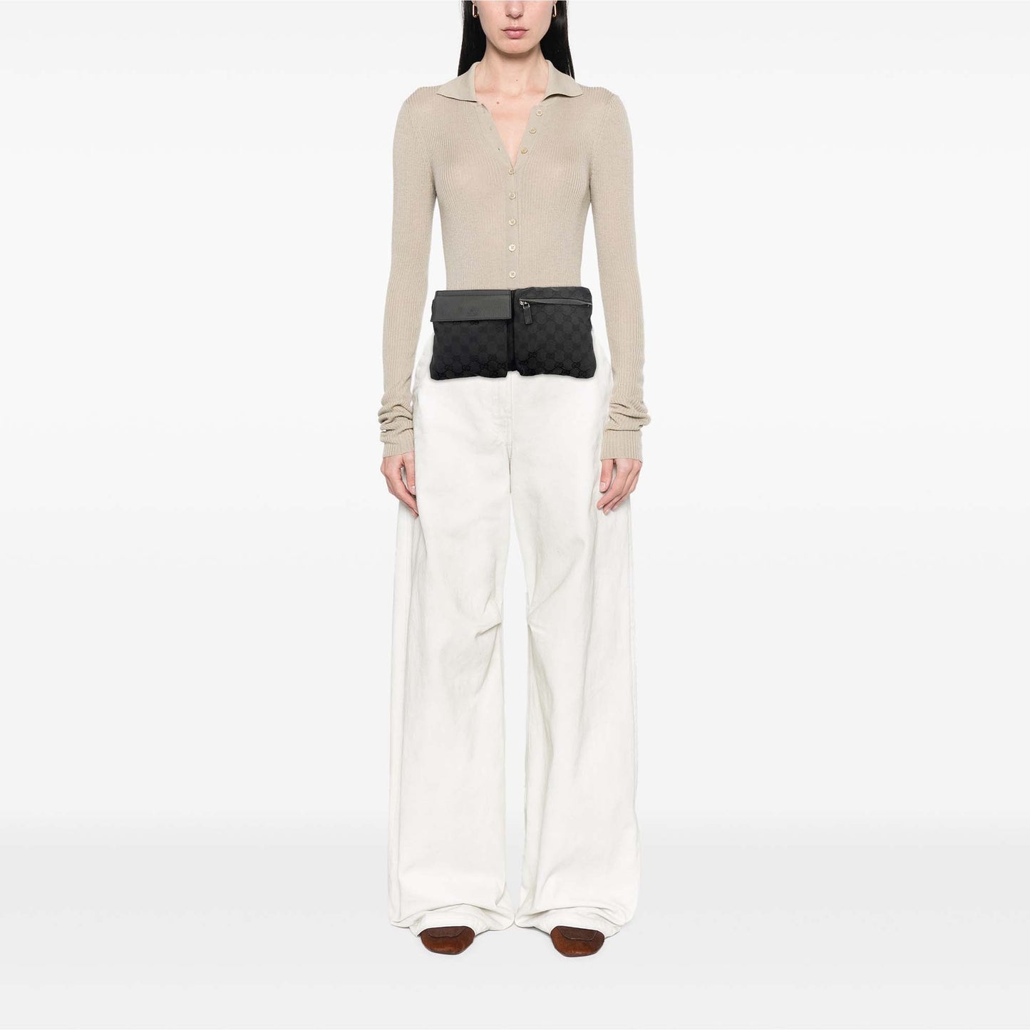 Gucci GG Canvas Double Pocket Belt Bag
