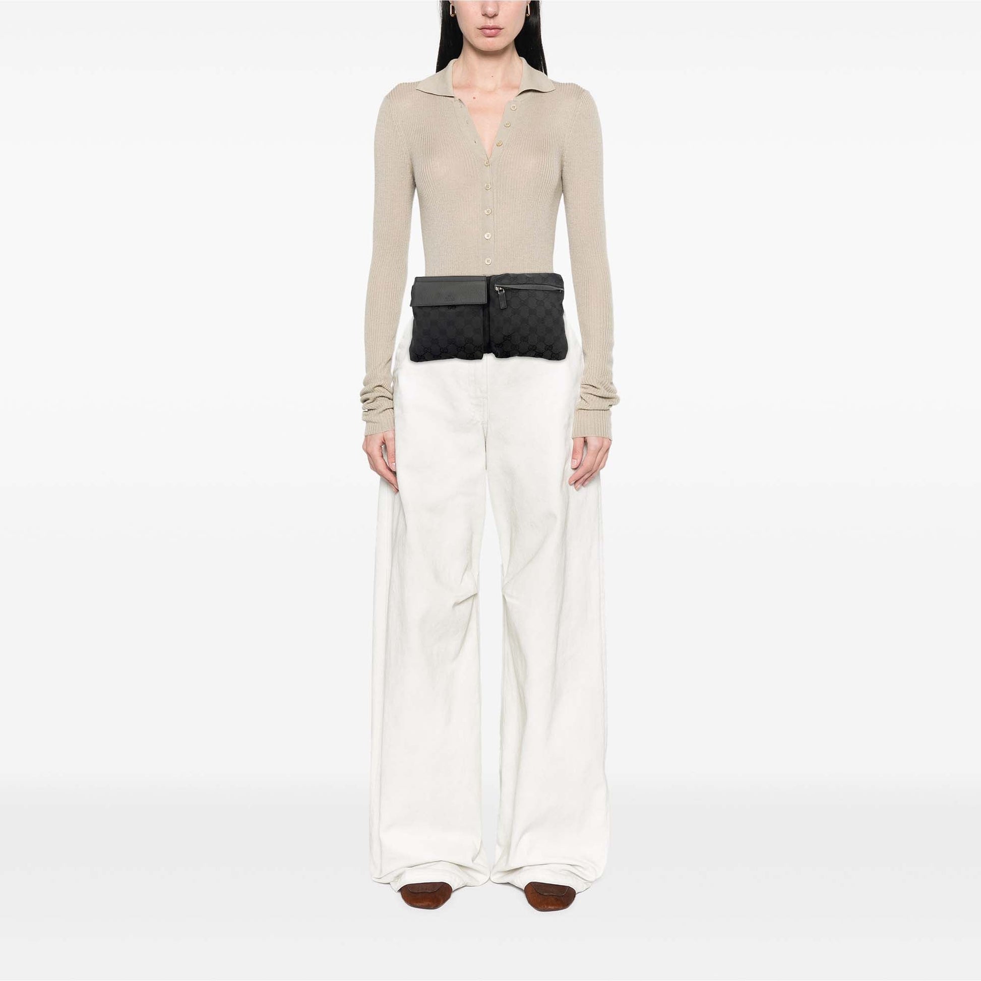 Gucci GG Canvas Double Pocket Belt Bag