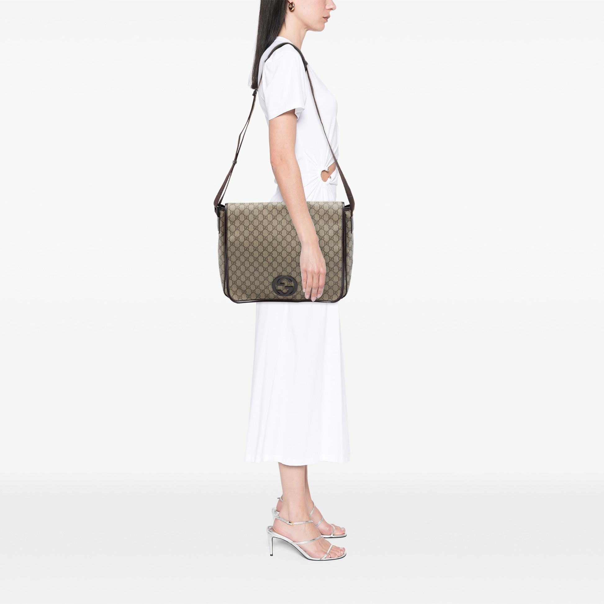 Gucci Large GG Supreme Interlocking G Messenger Bag