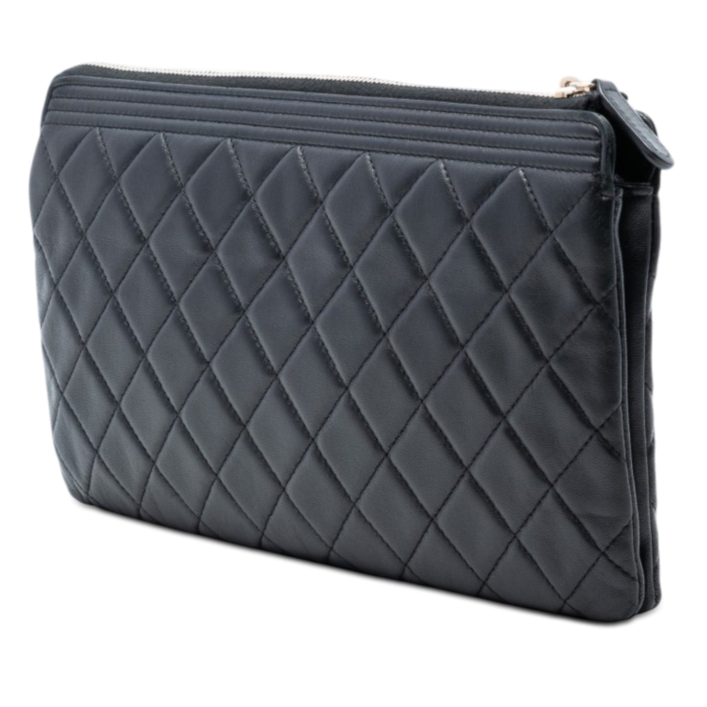 Chanel Quilted Lambskin Boy Zip Clutch