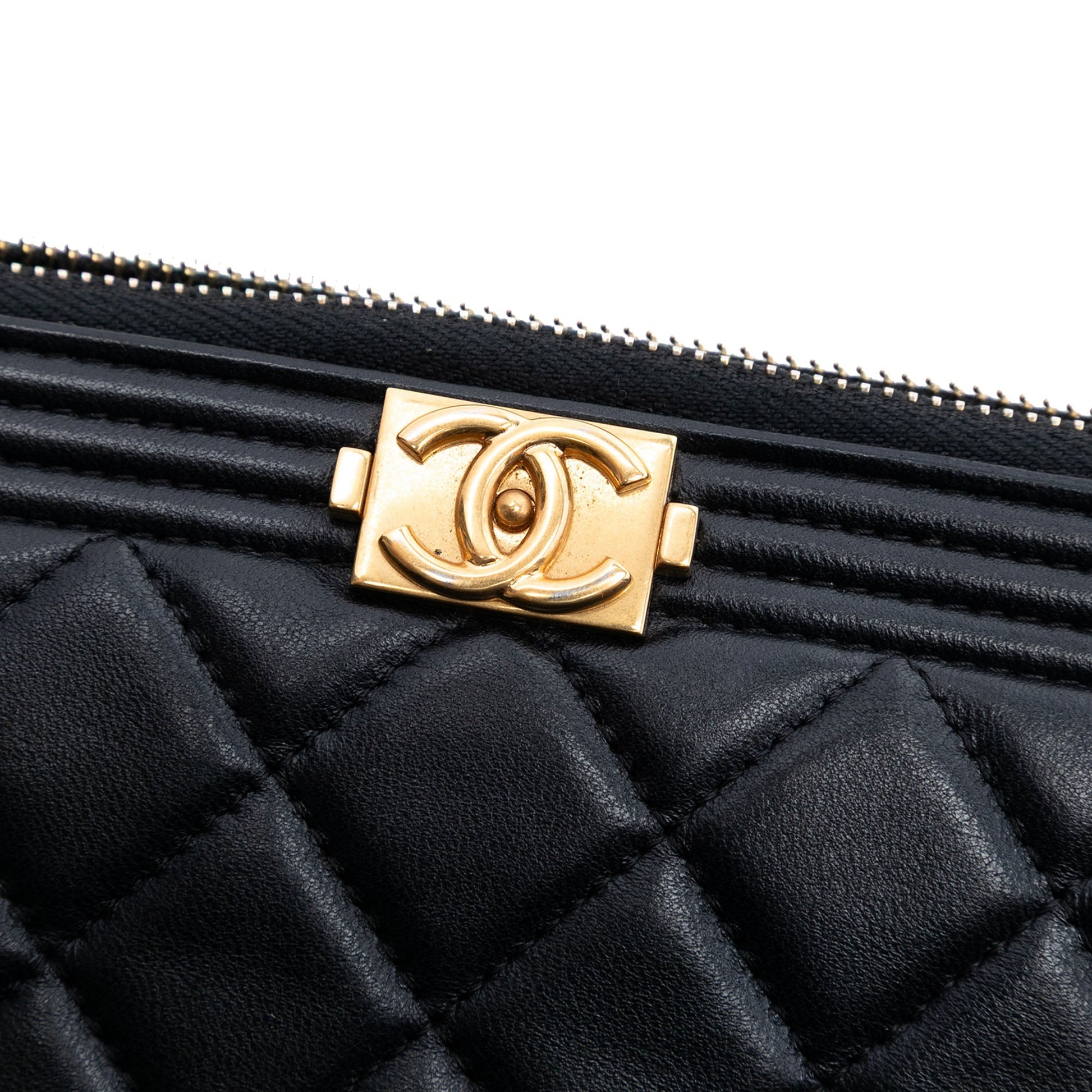 Chanel Quilted Lambskin Boy Zip Clutch
