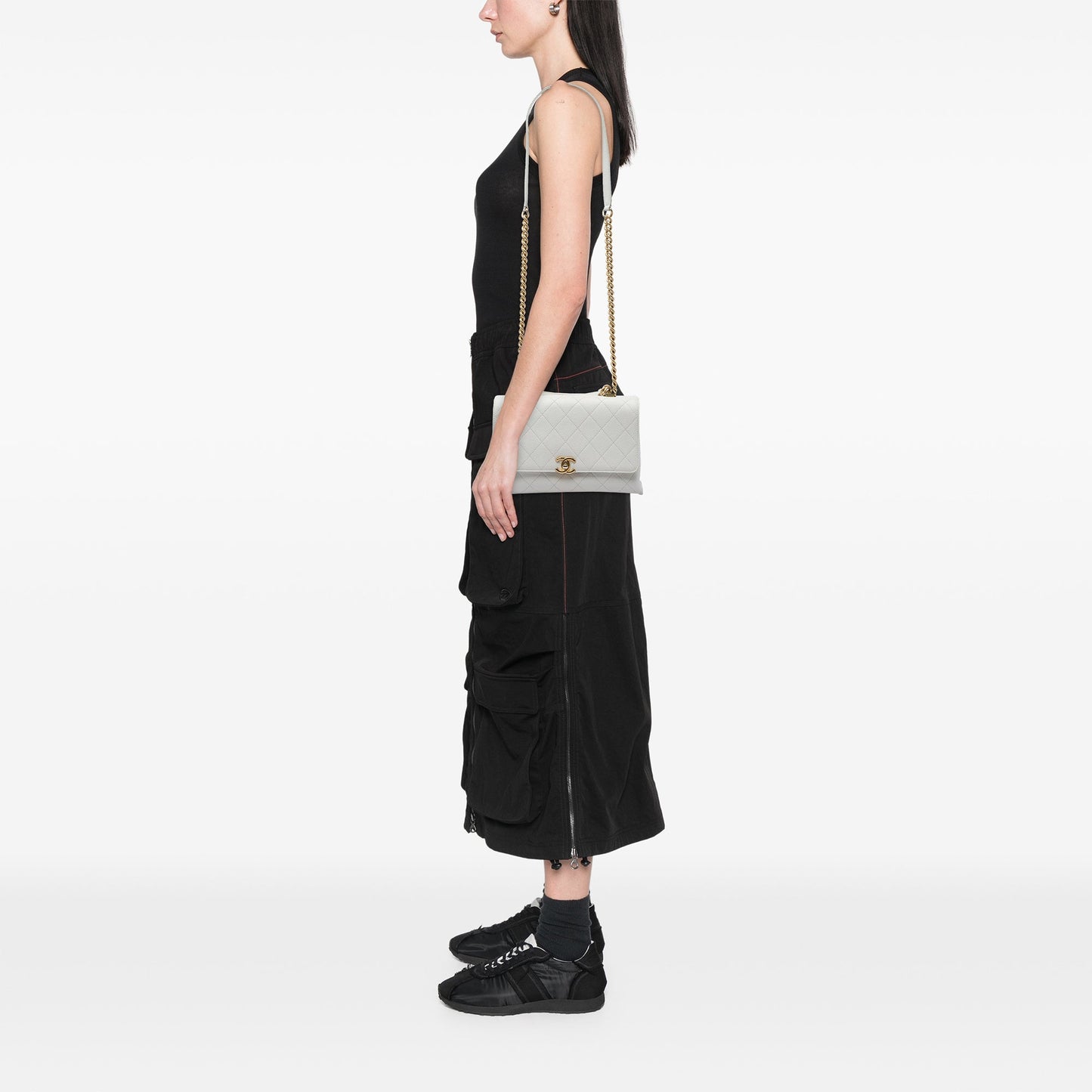 Chanel Medium Stitched Caviar Chic Affinity Top Handle Bag