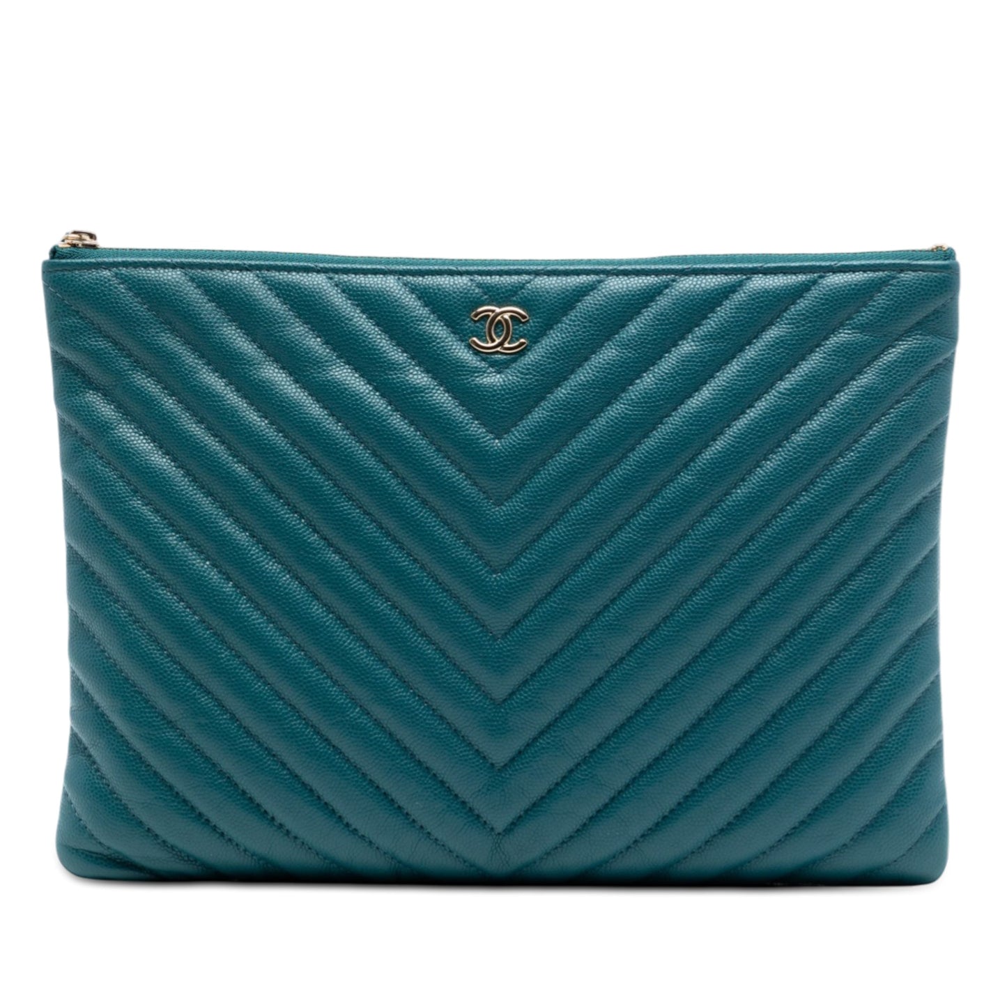 Medium CC Chevron Caviar O Case Clutch