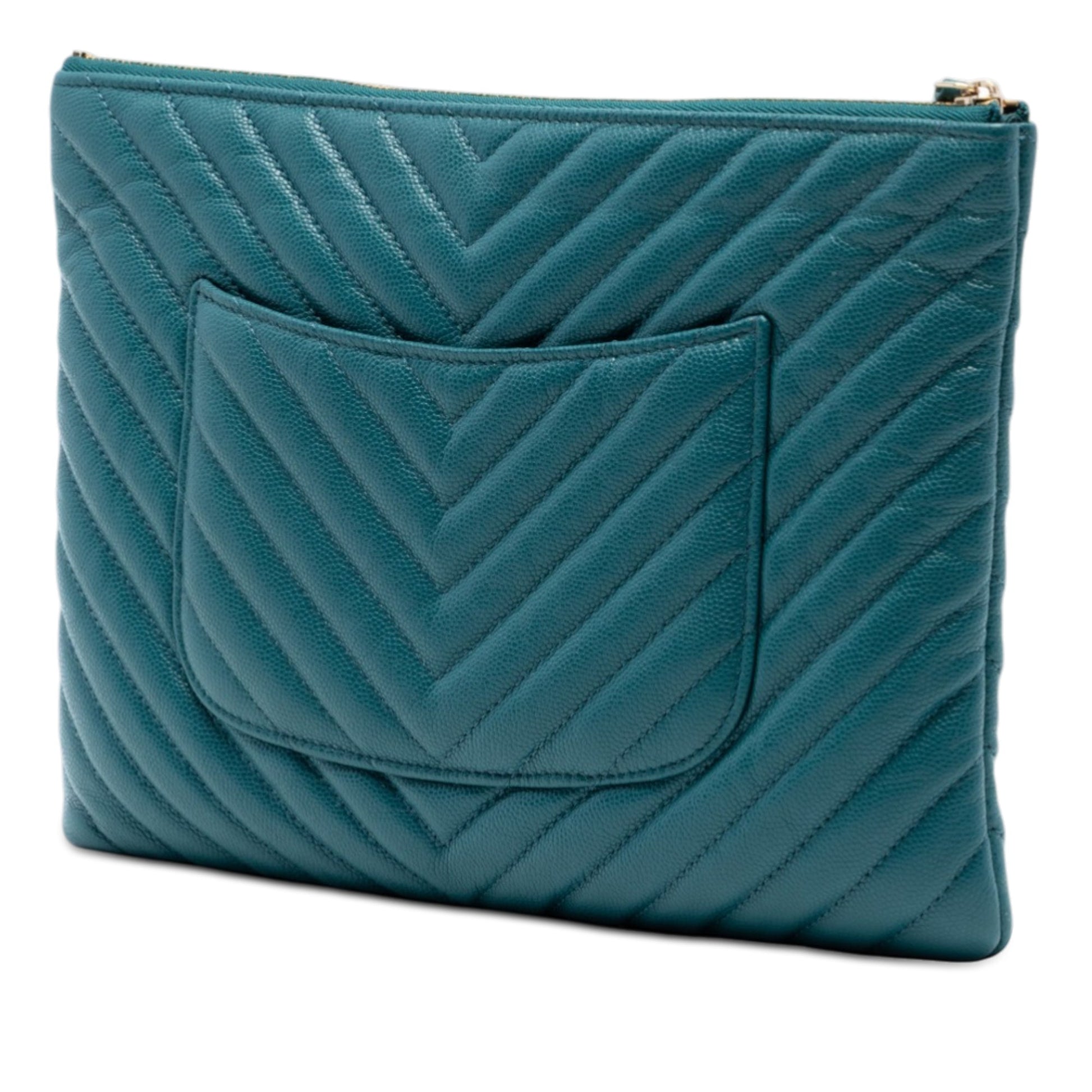 Medium CC Chevron Caviar O Case Clutch