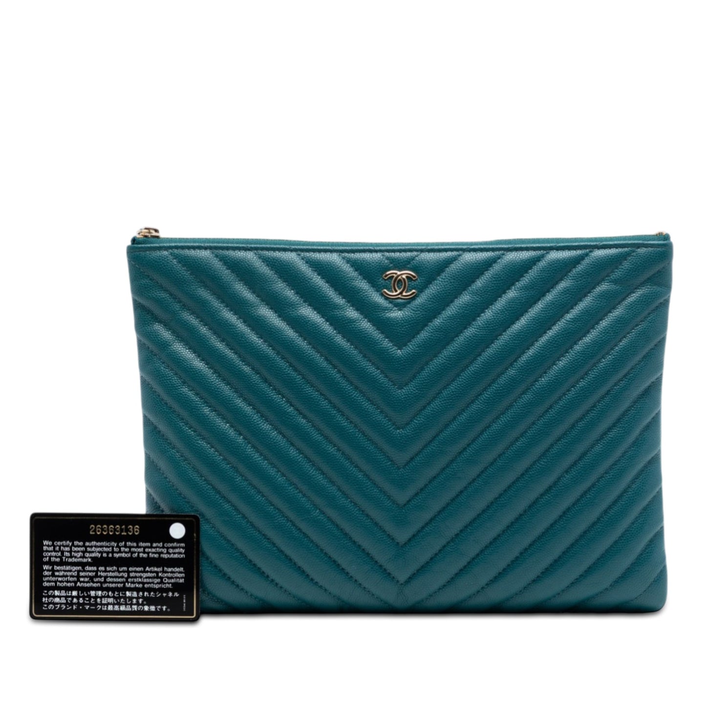 Medium CC Chevron Caviar O Case Clutch
