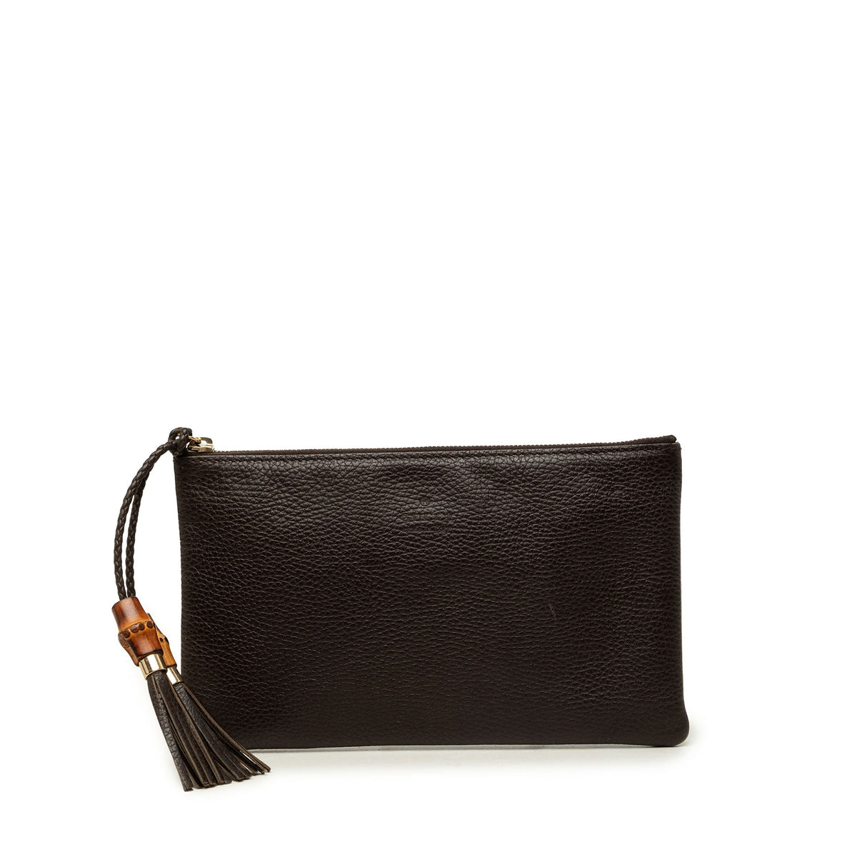 Gucci Calfskin Bamboo Clutch — Brown