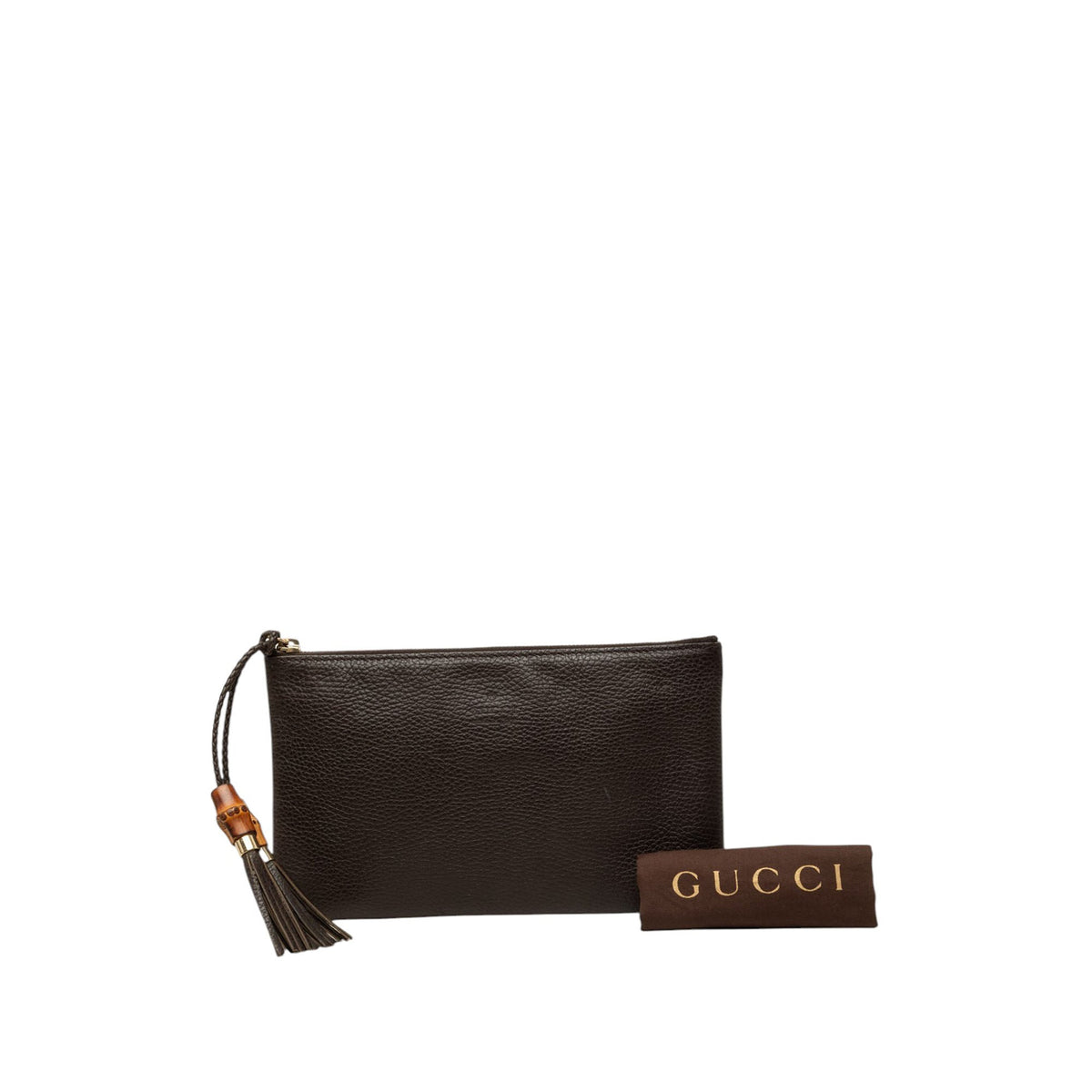 Gucci Calfskin Bamboo Clutch — Brown