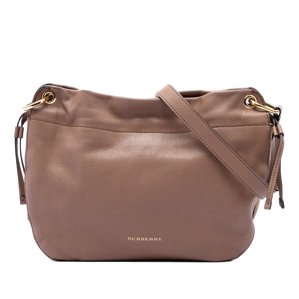 Burberry Small Grained Calfskin and House Check Canvas Bingley Crossbody — Brown