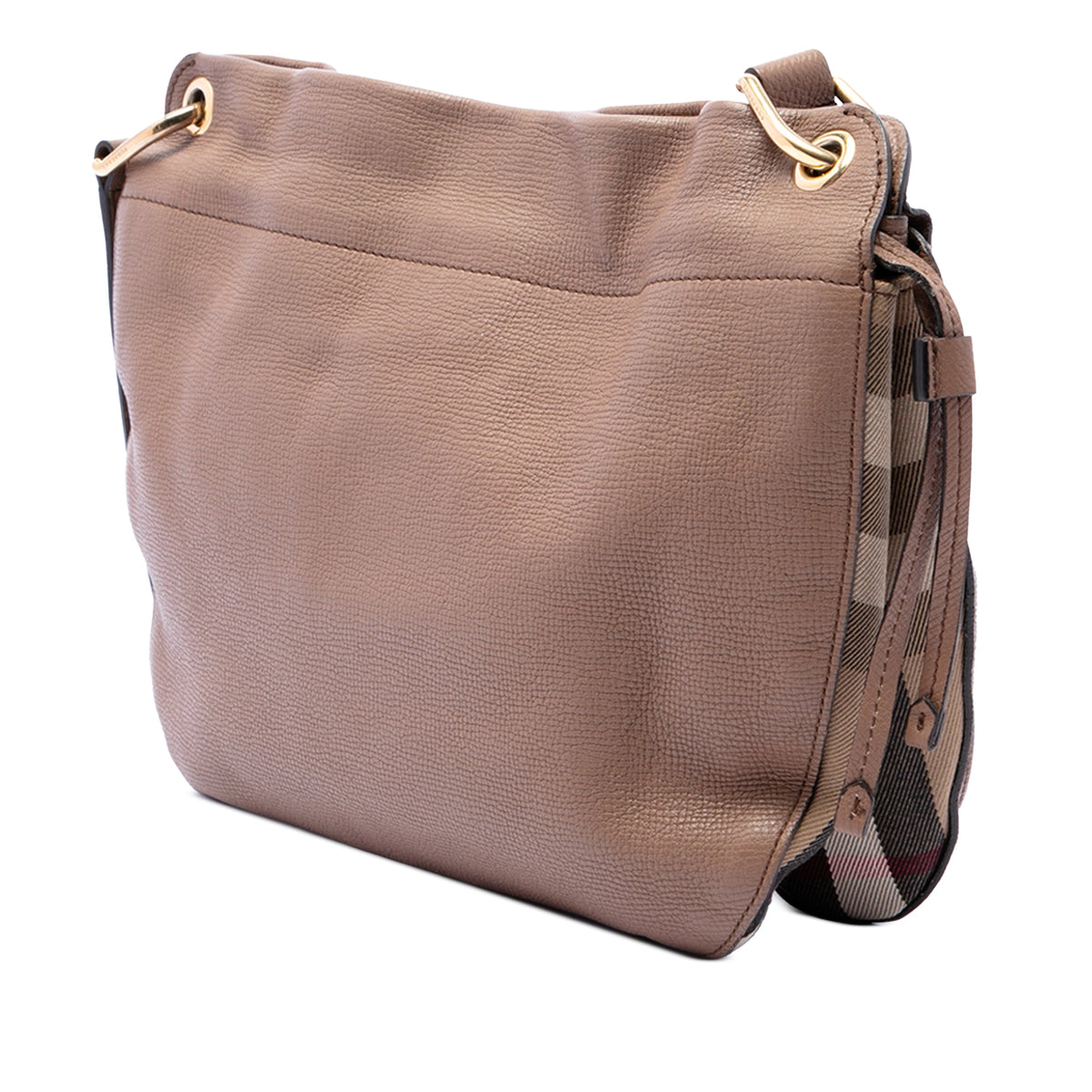 Burberry Small Grained Calfskin and House Check Canvas Bingley Crossbody — Brown