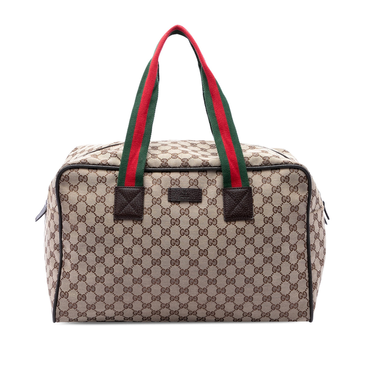 Gucci GG Canvas Web Duffle Bag — Beige
