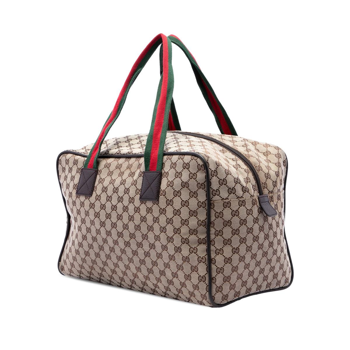 Gucci GG Canvas Web Duffle Bag — Beige