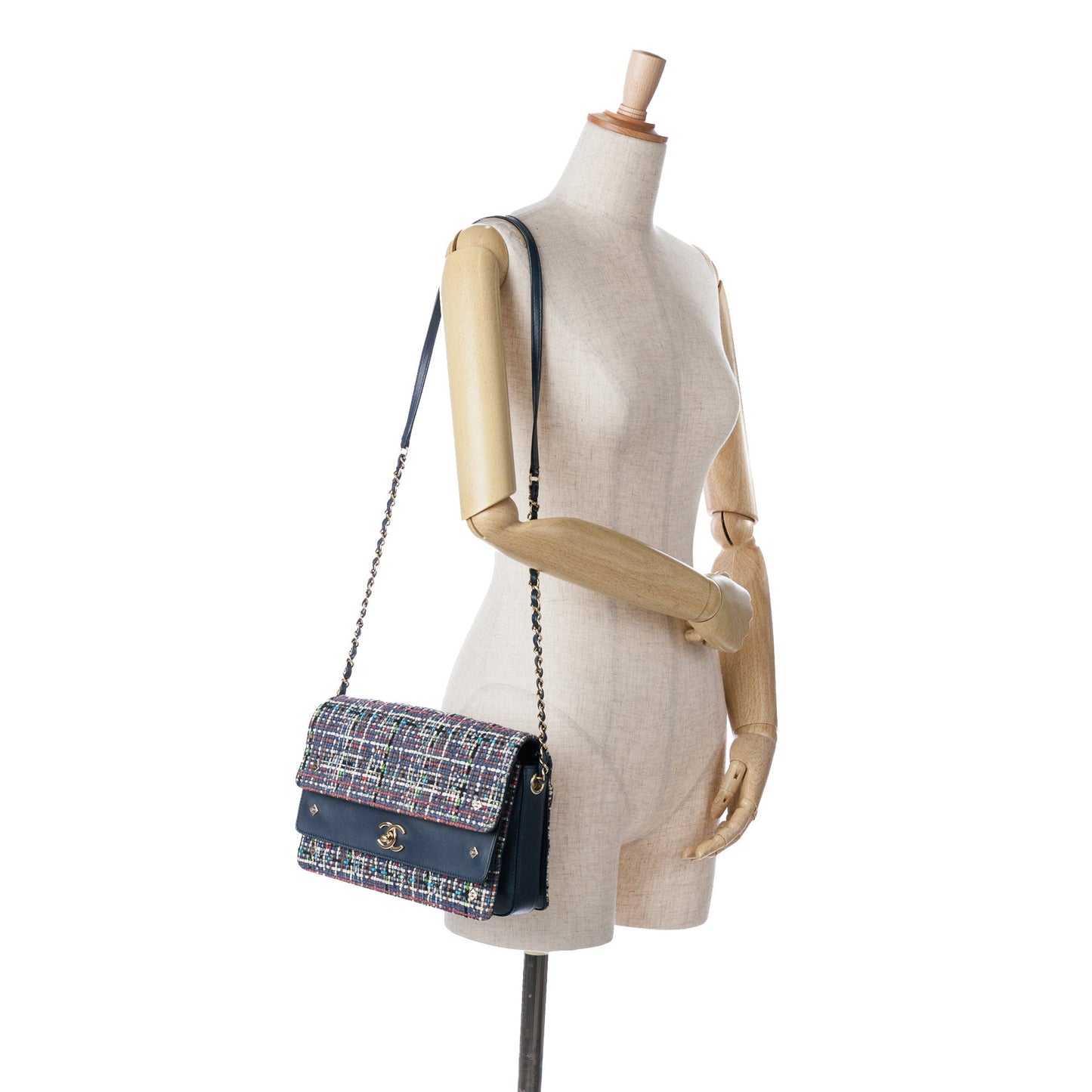 Chanel Medium CC Quilted Mixed Fibers and Lambskin Double Flap