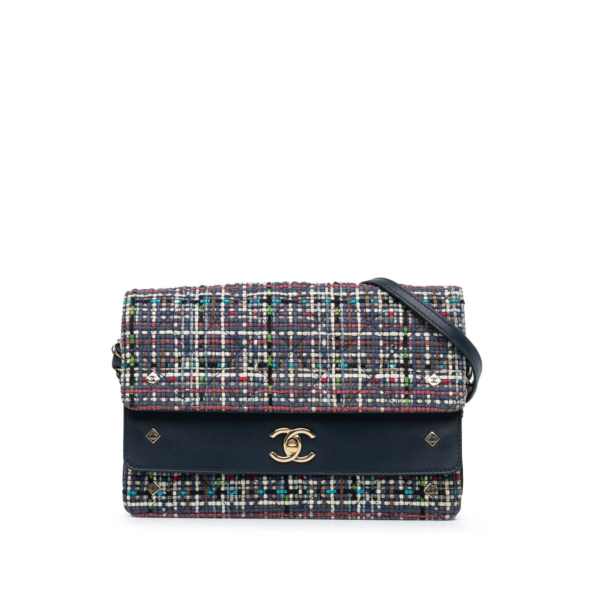 Chanel Medium CC Quilted Mixed Fibers and Lambskin Double Flap