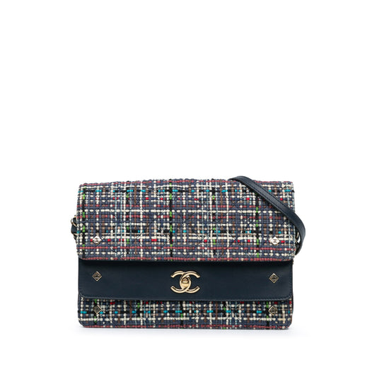 Chanel Medium CC Quilted Mixed Fibers and Lambskin Double Flap