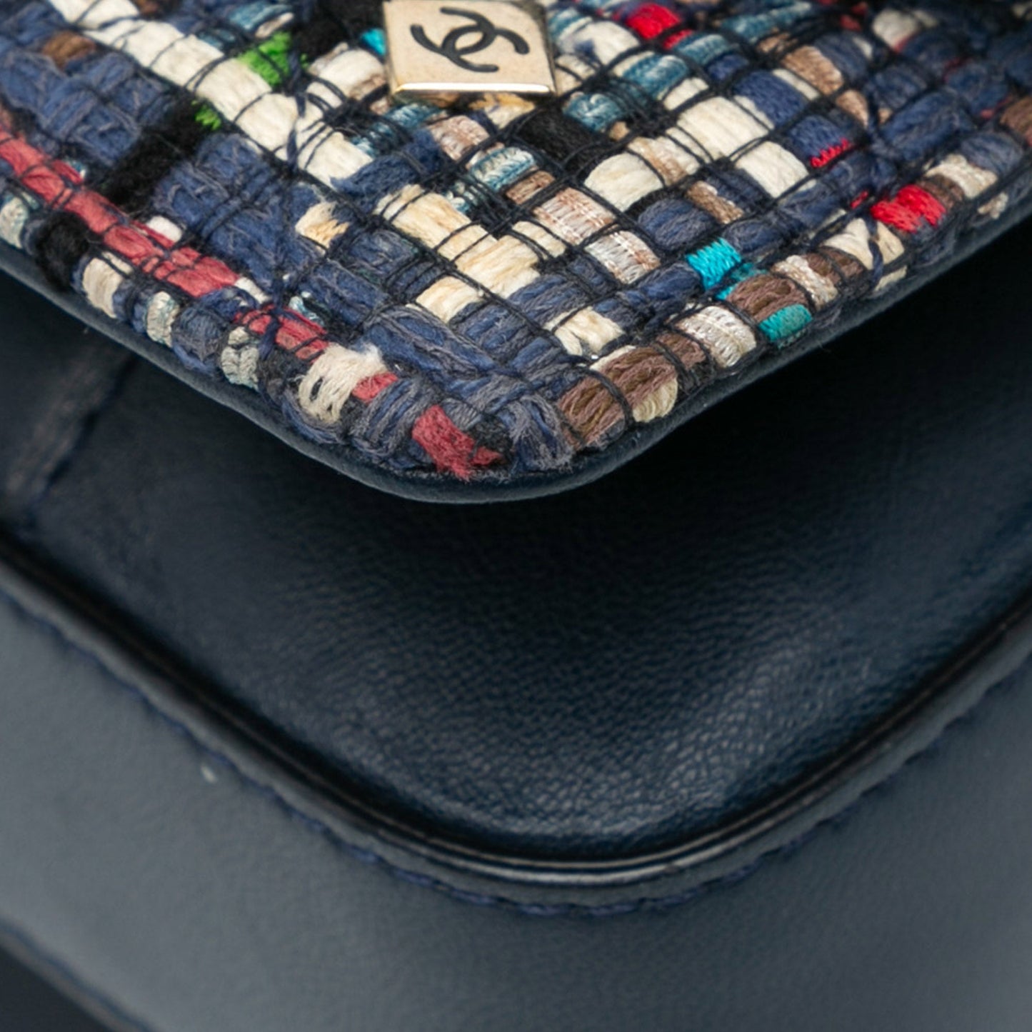 Chanel Medium CC Quilted Mixed Fibers and Lambskin Double Flap