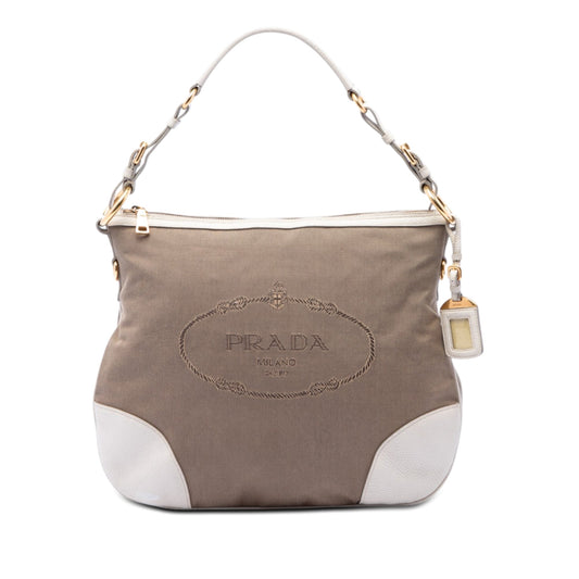 Prada Canvas Canapa Logo Shoulder Bag