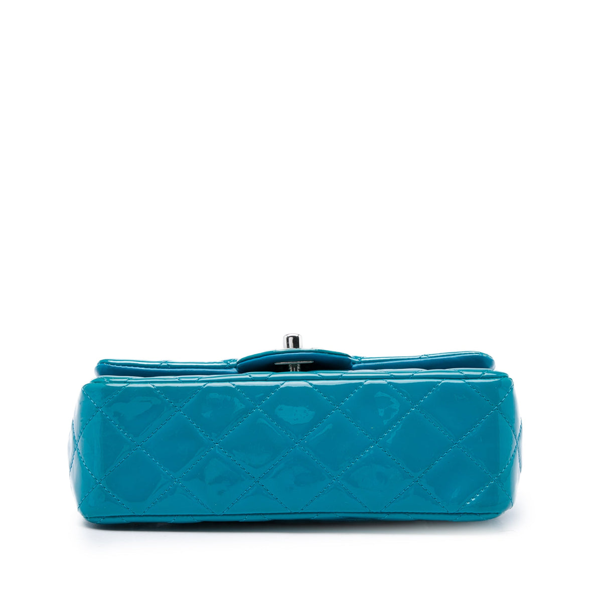 Chanel Mini Rectangular Classic Patent Single Flap — Blue