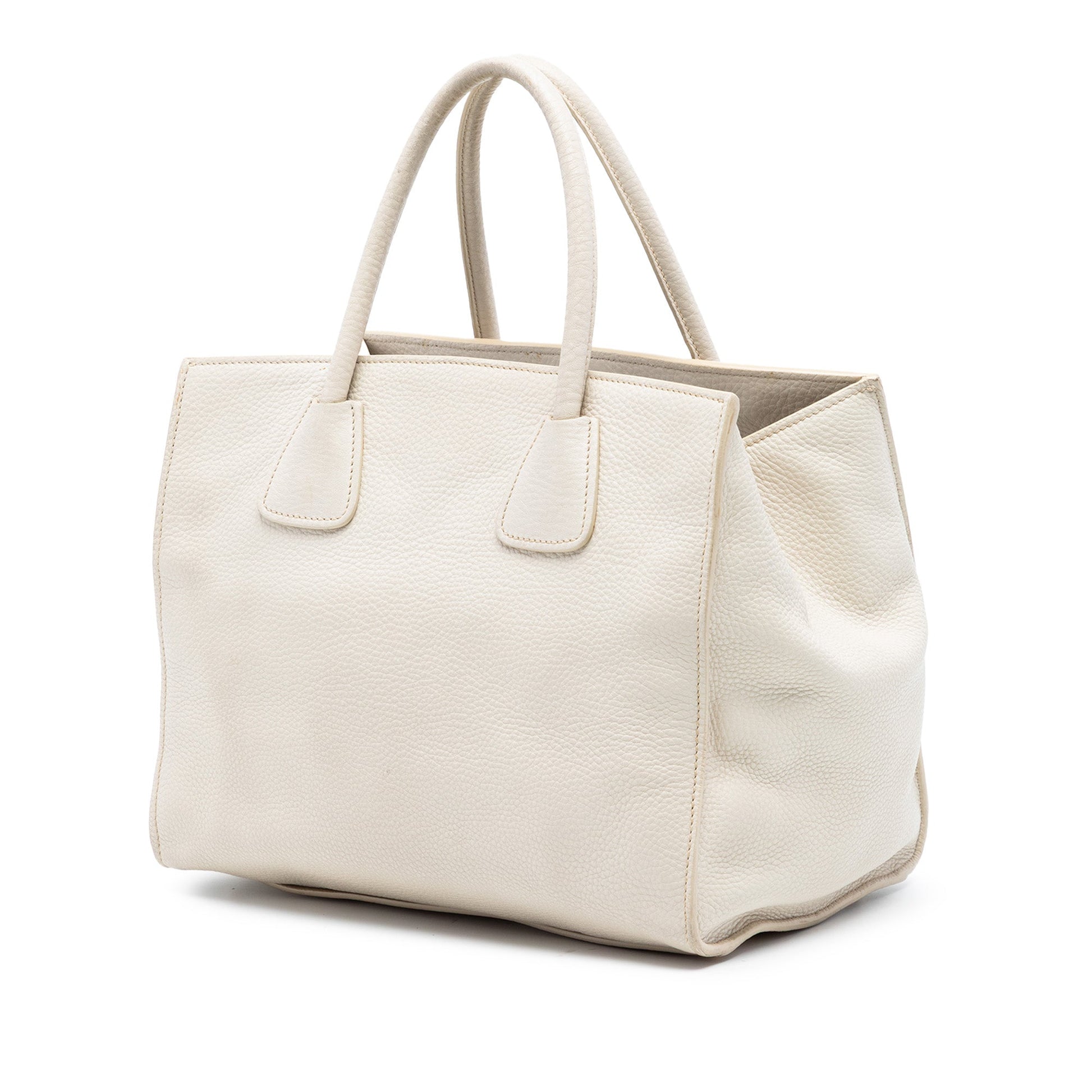 Prada Vitello Daino Front Pocket Open Convertible Tote