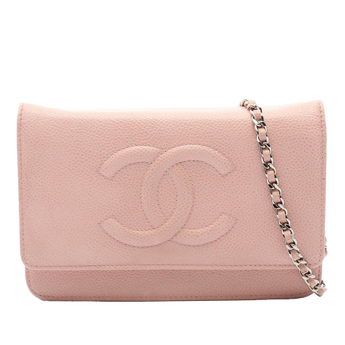 Chanel CC Caviar Wallet On Chain — Pink