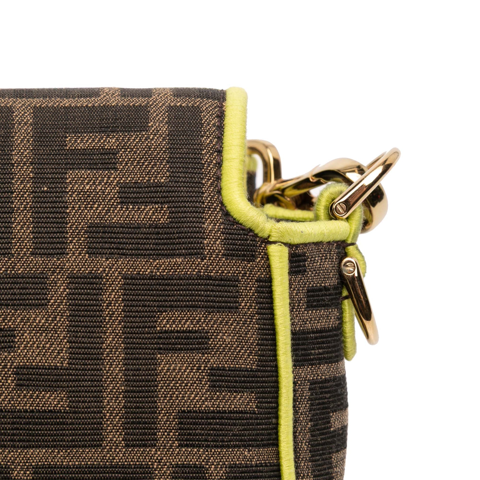 Fendi Zucca Embroidered Canvas Baguette Satchel