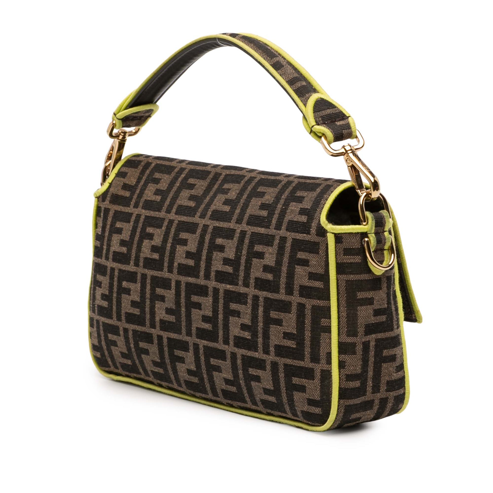 Fendi Zucca Embroidered Canvas Baguette Satchel