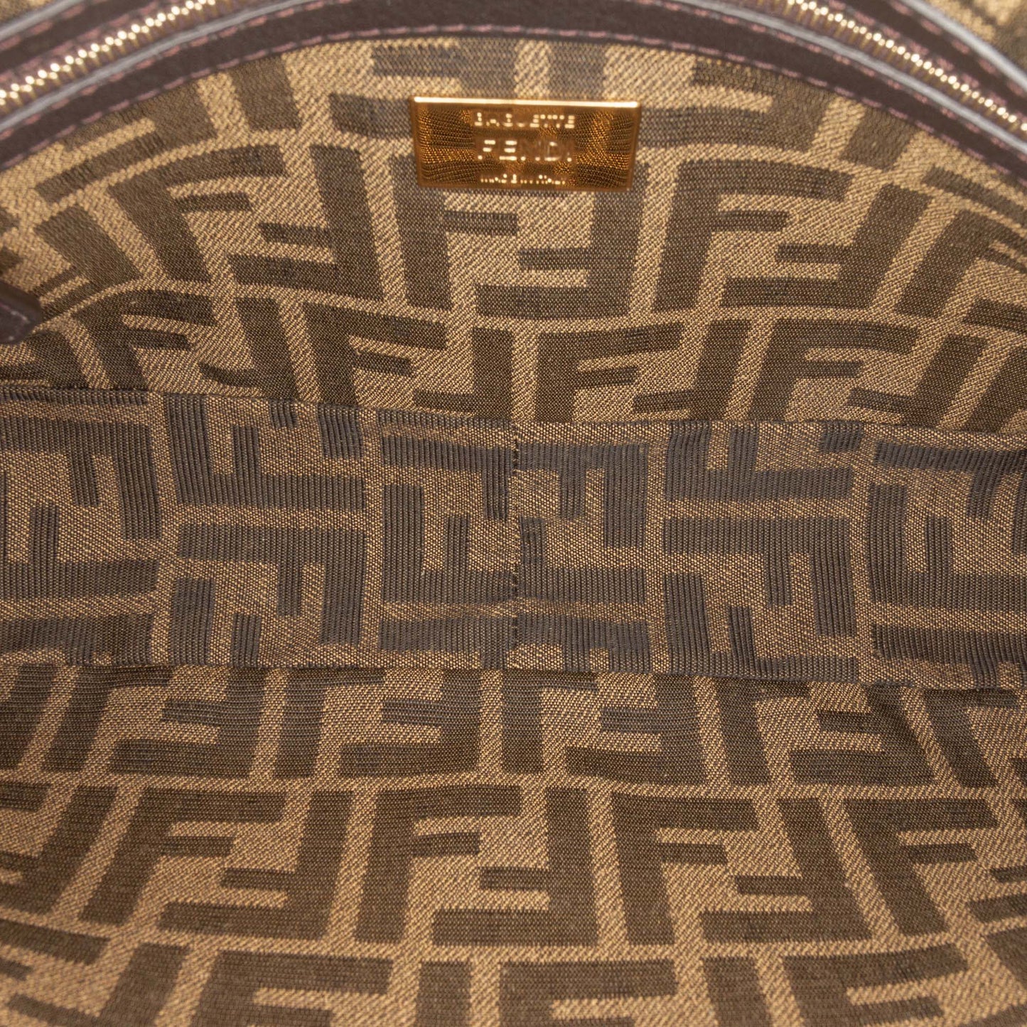 Fendi Zucca Embroidered Canvas Baguette Satchel