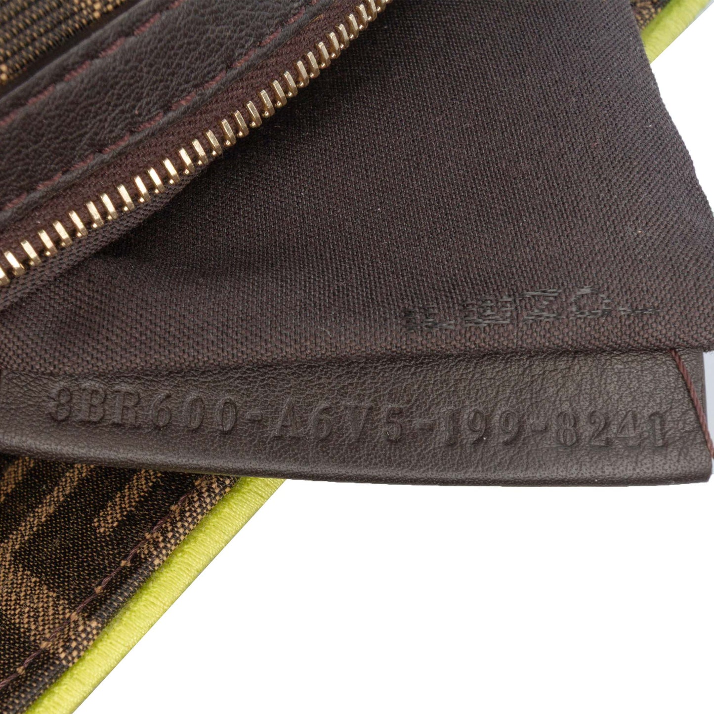 Fendi Zucca Embroidered Canvas Baguette Satchel
