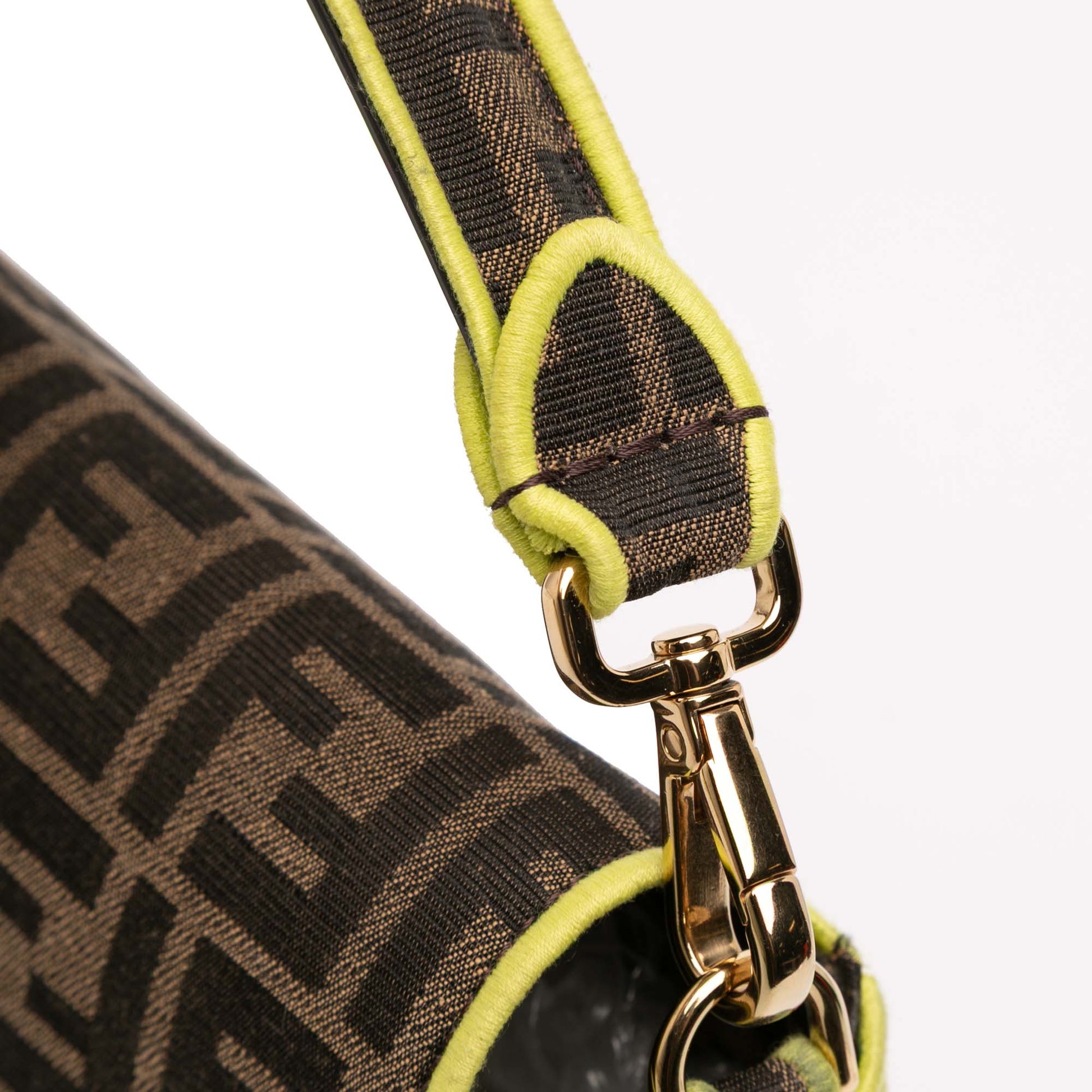 Fendi Zucca Embroidered Canvas Baguette Satchel