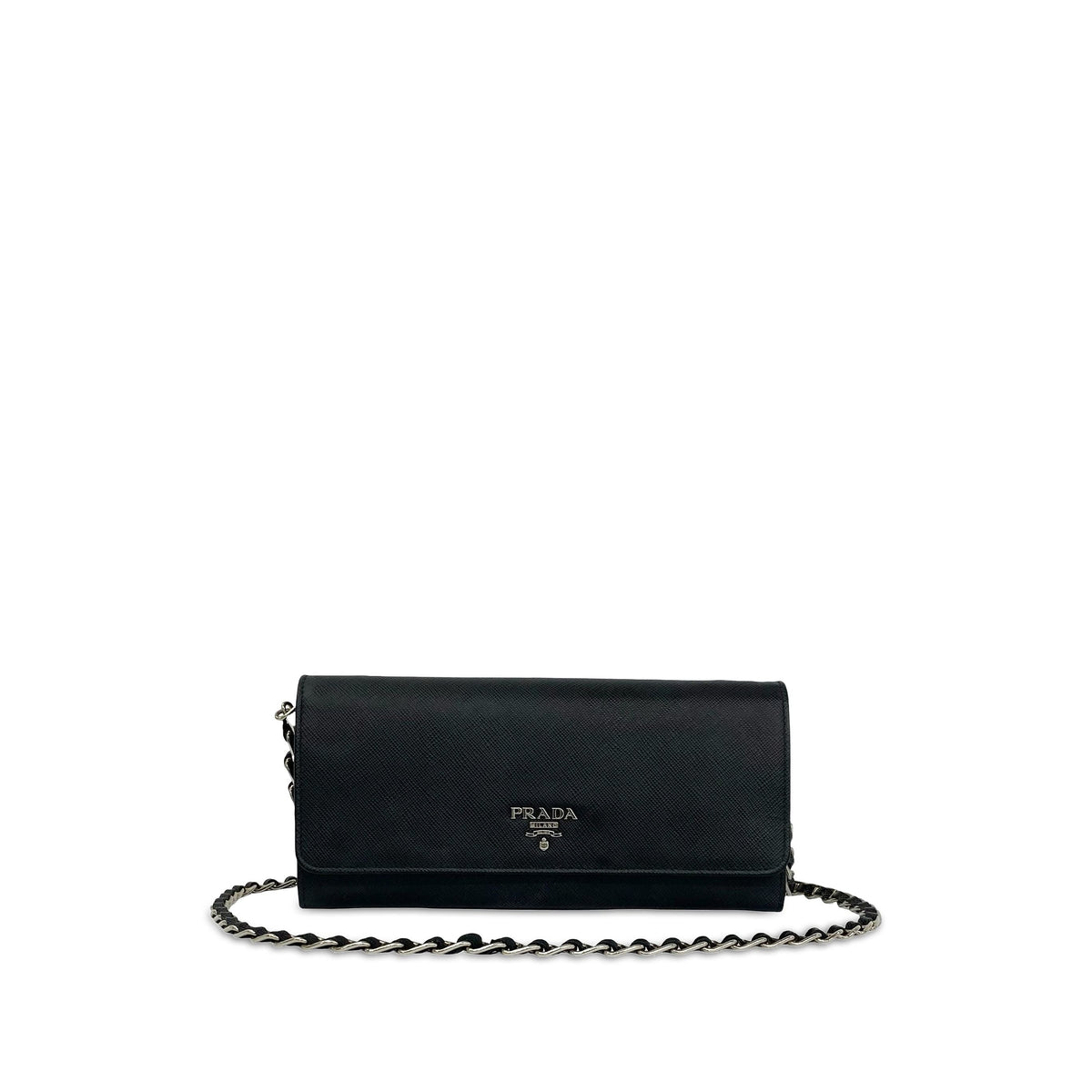 Prada Saffiano Wallet On Chain — Black