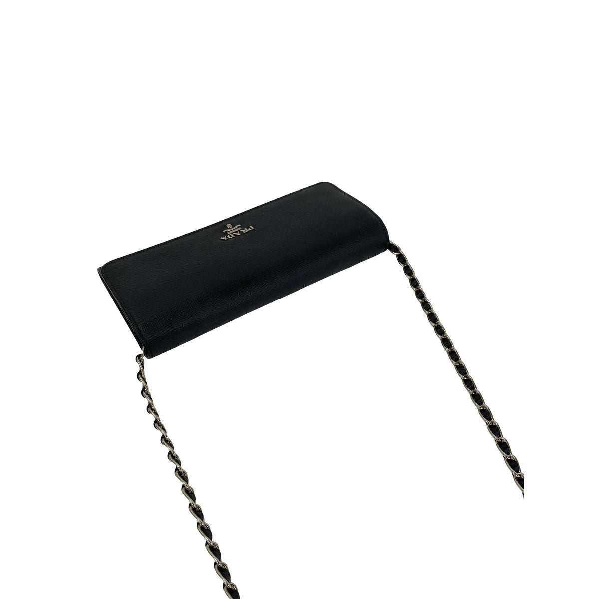 Prada Saffiano Wallet On Chain — Black
