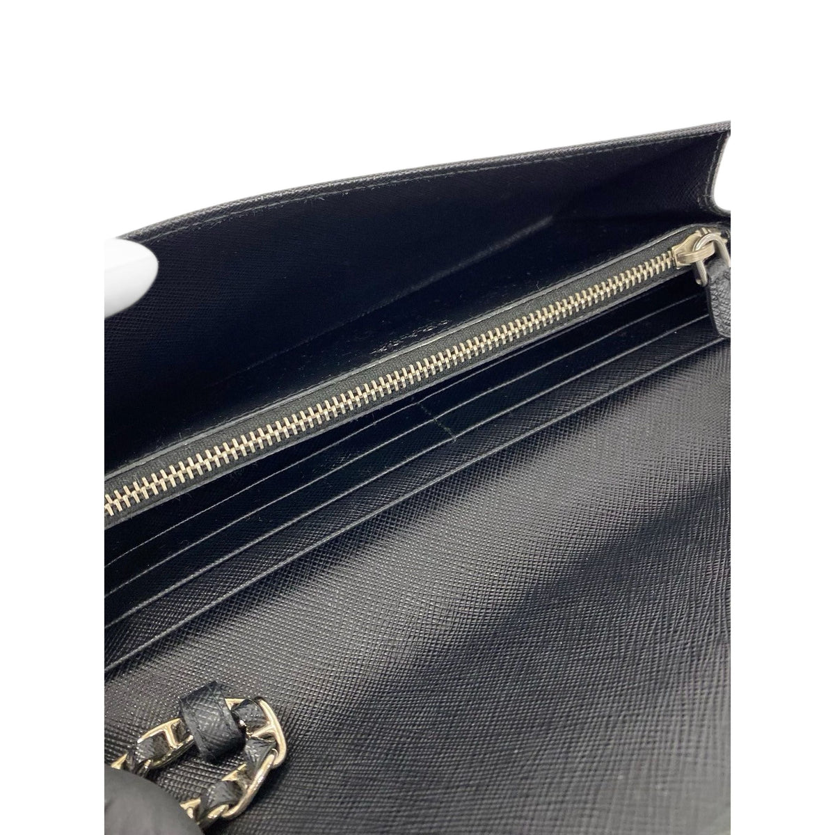 Prada Saffiano Wallet On Chain — Black