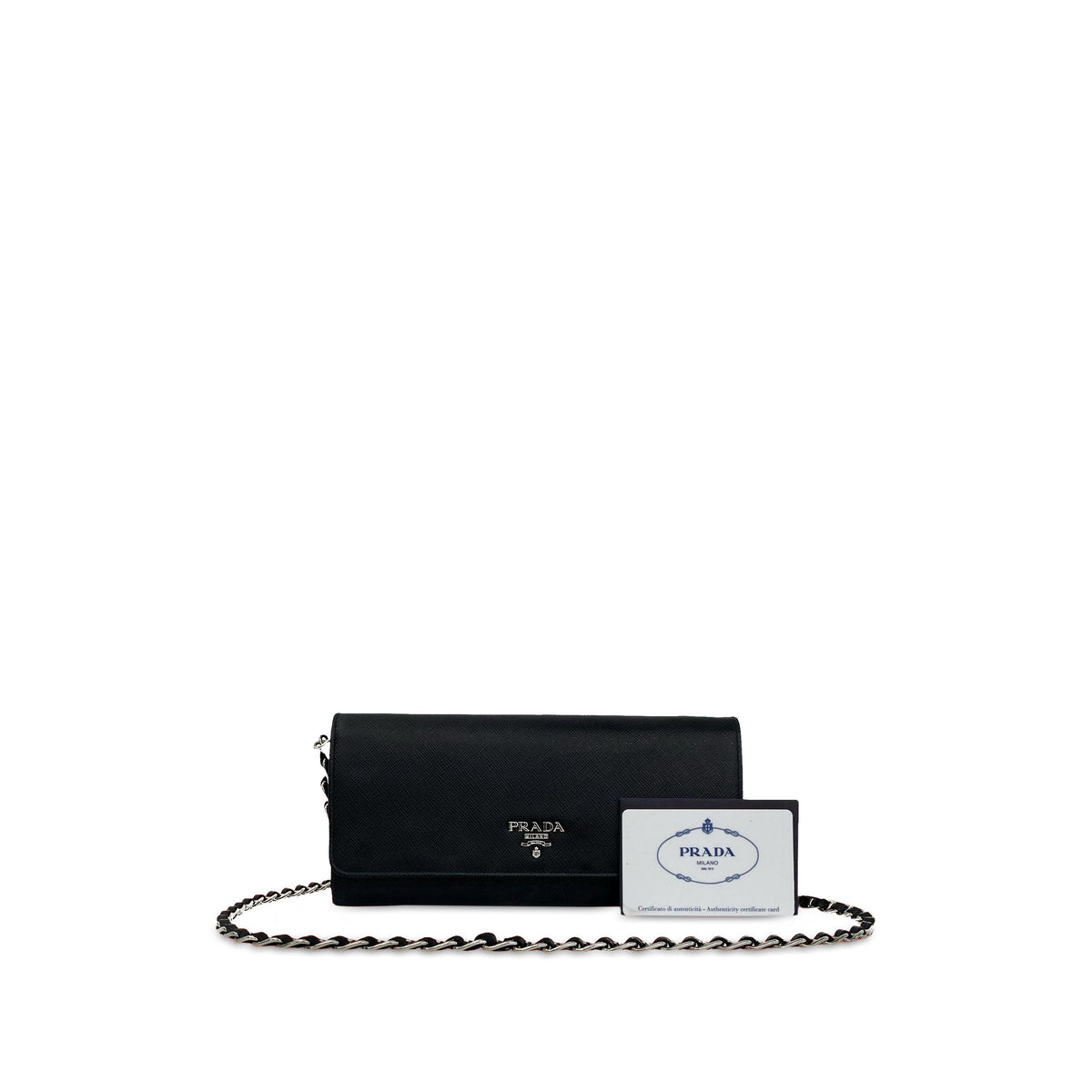 Prada Saffiano Wallet On Chain — Black