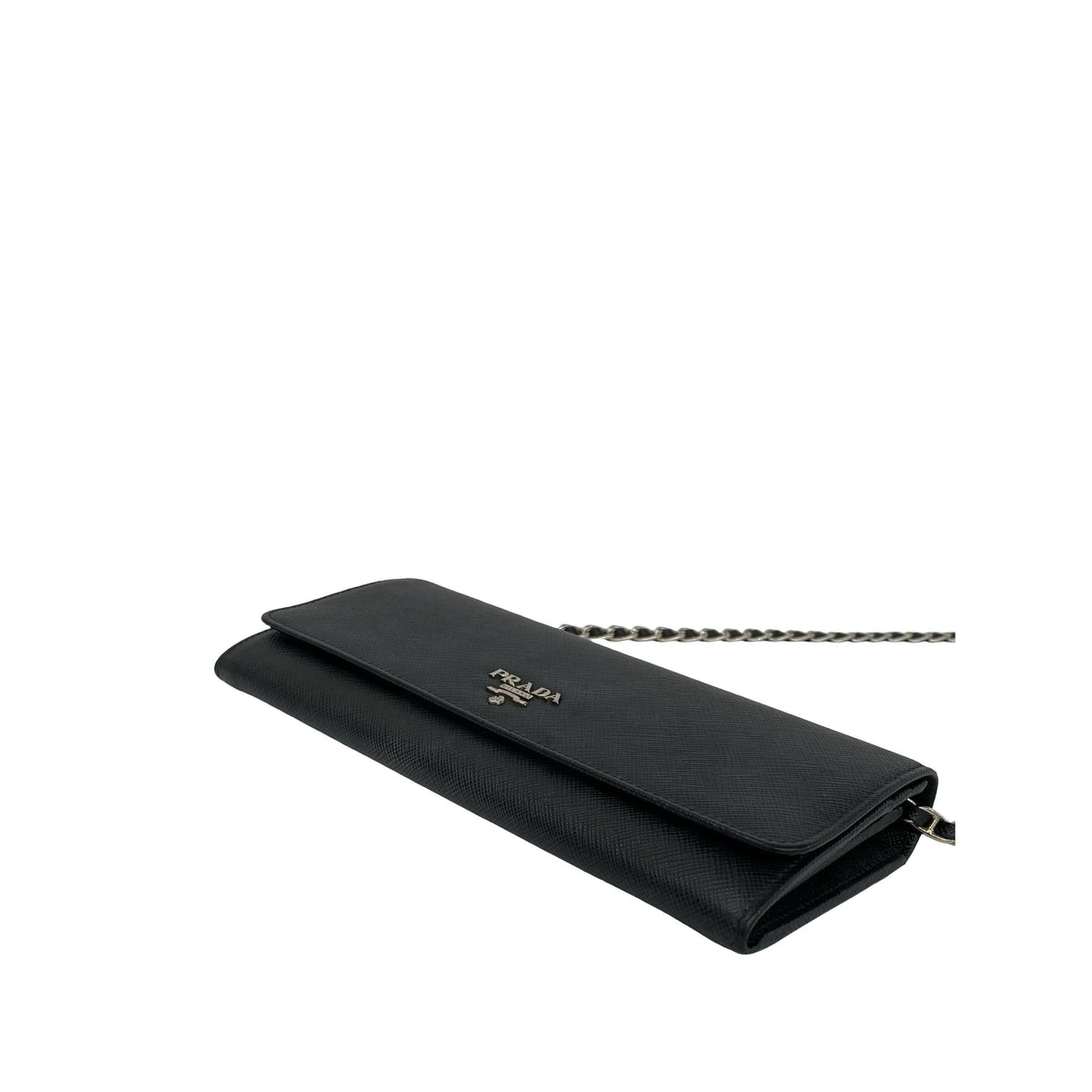 Prada Saffiano Wallet On Chain — Black