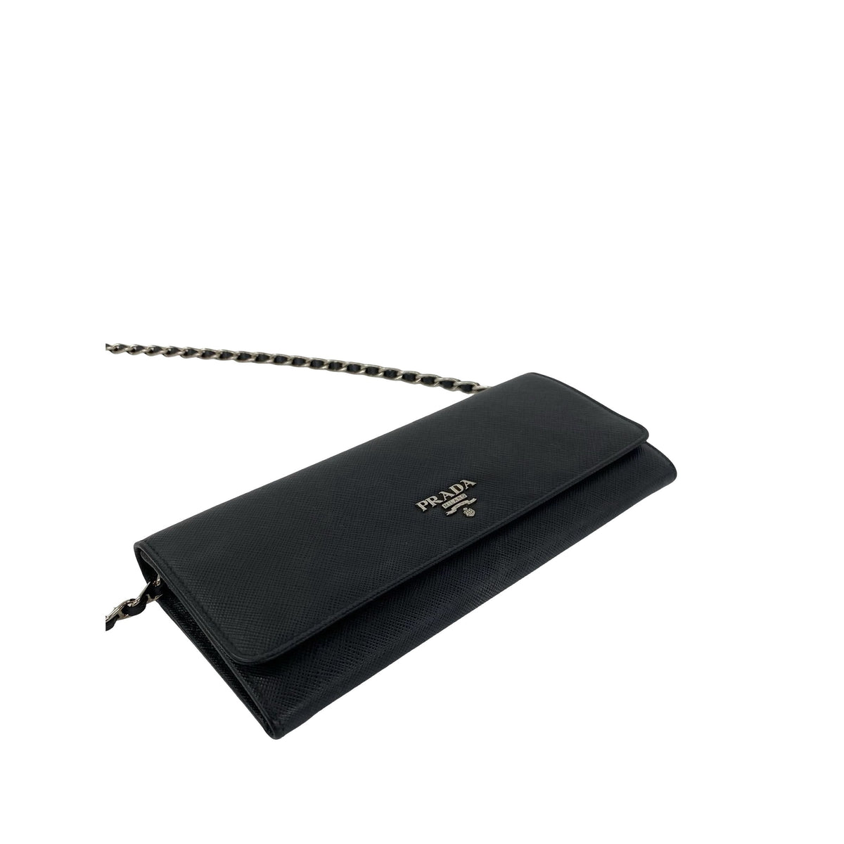 Prada Saffiano Wallet On Chain — Black
